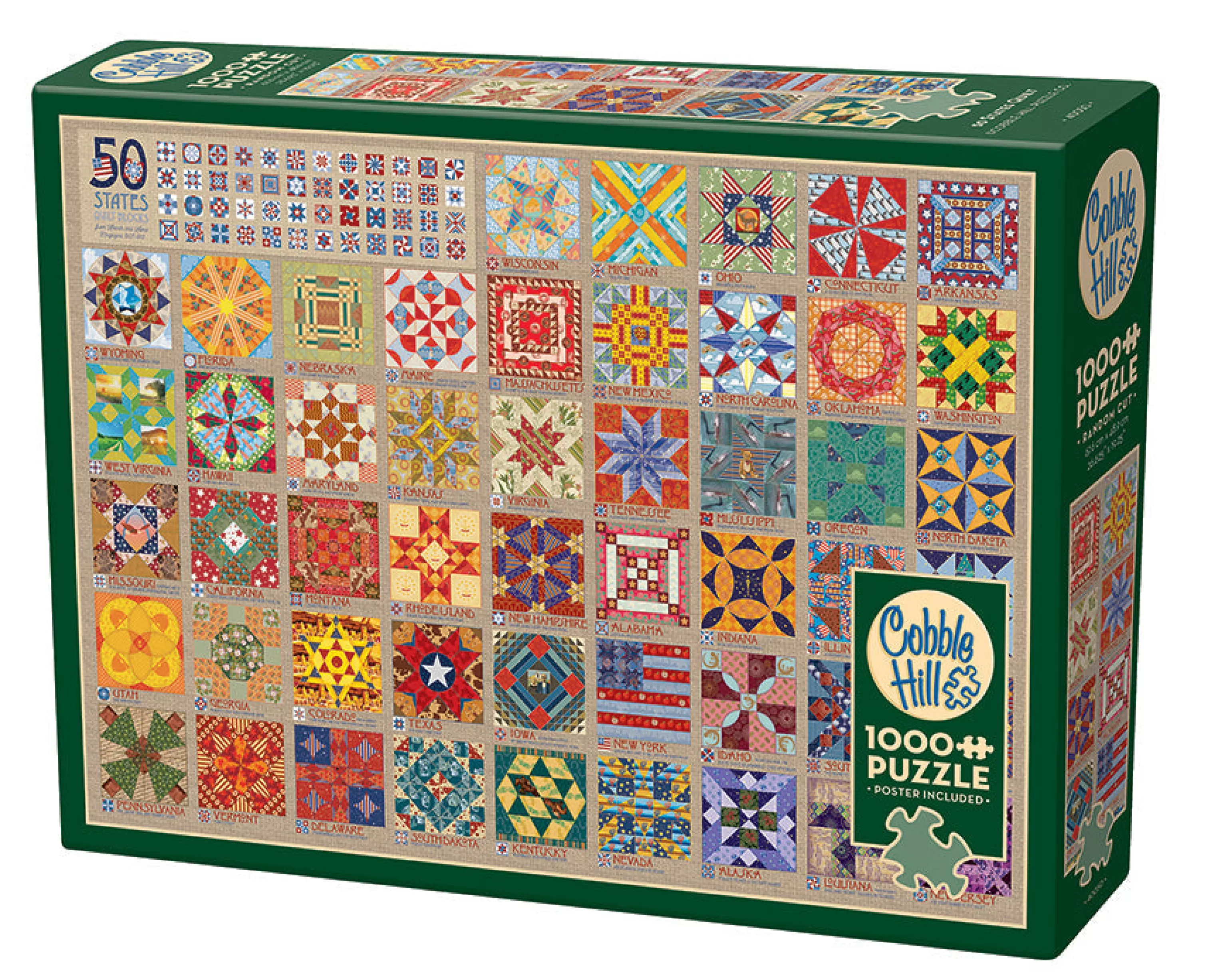 Nostalgia | Vintage^Cobble Hill Puzzles 50 States Quilt Blocks | 1000 Piece