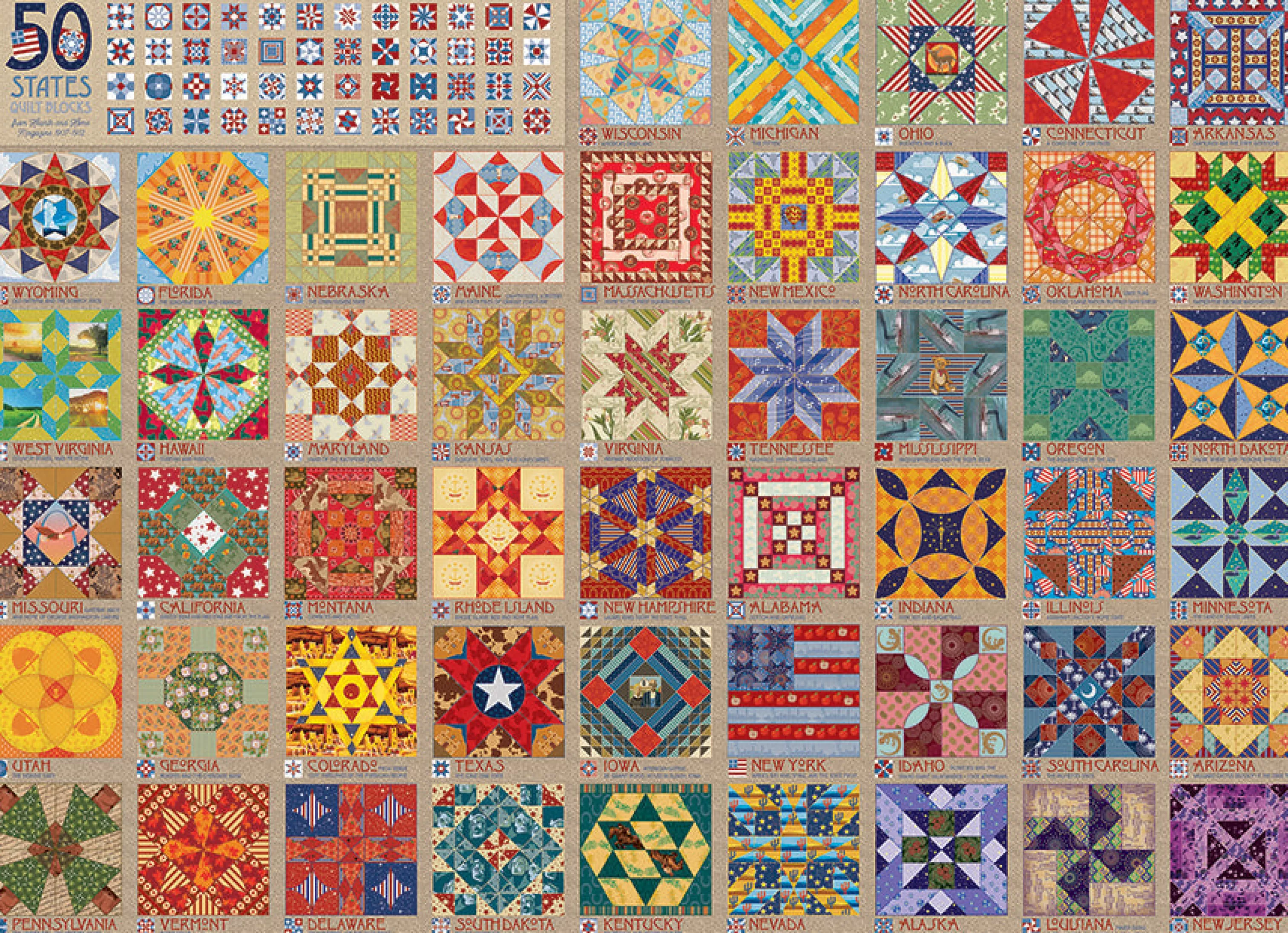 Nostalgia | Vintage^Cobble Hill Puzzles 50 States Quilt Blocks | 1000 Piece