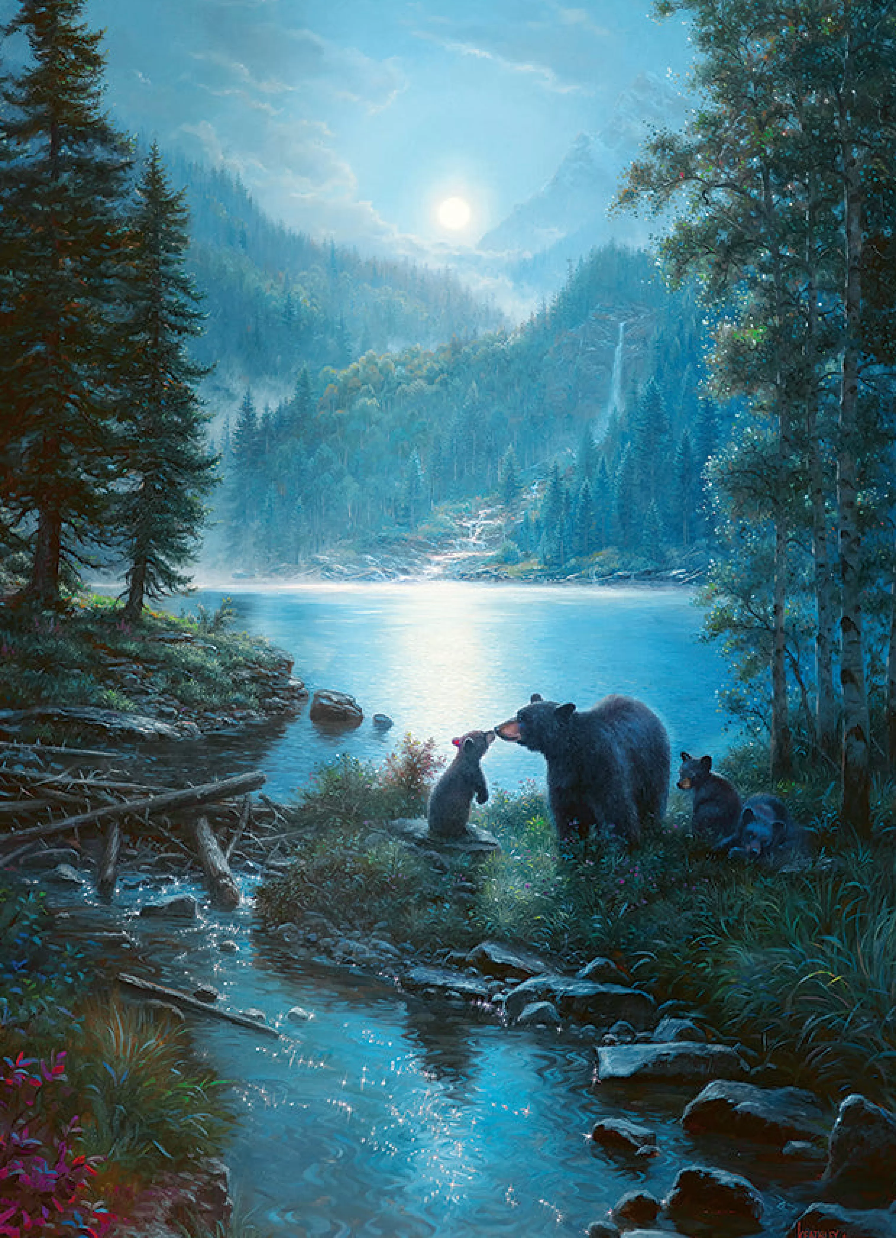 Waterscape^Cobble Hill Puzzles Bear Night | 1000 Piece