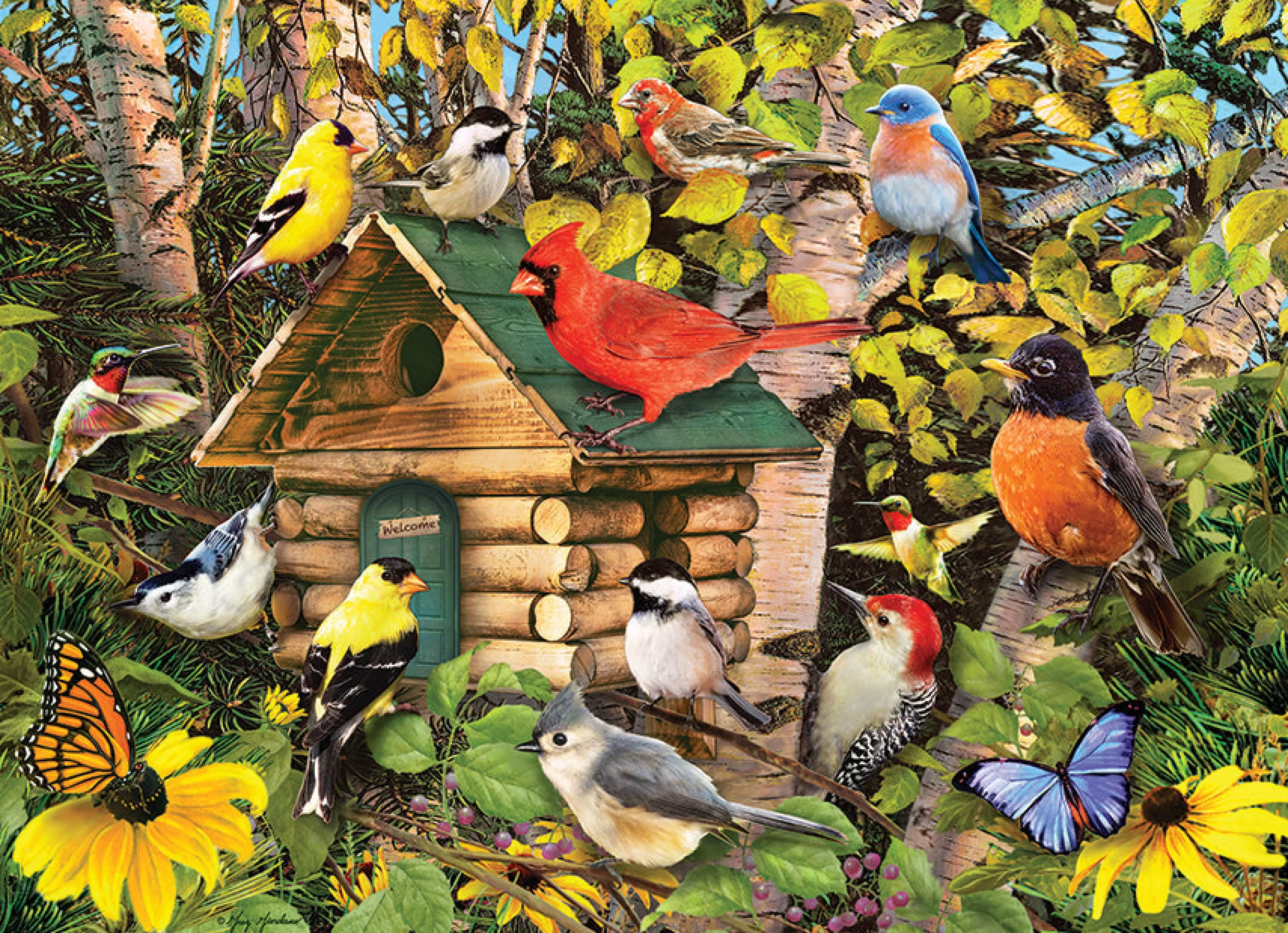 Flowers | Gardens^Cobble Hill Puzzles Bird Cabin | 1000 Piece