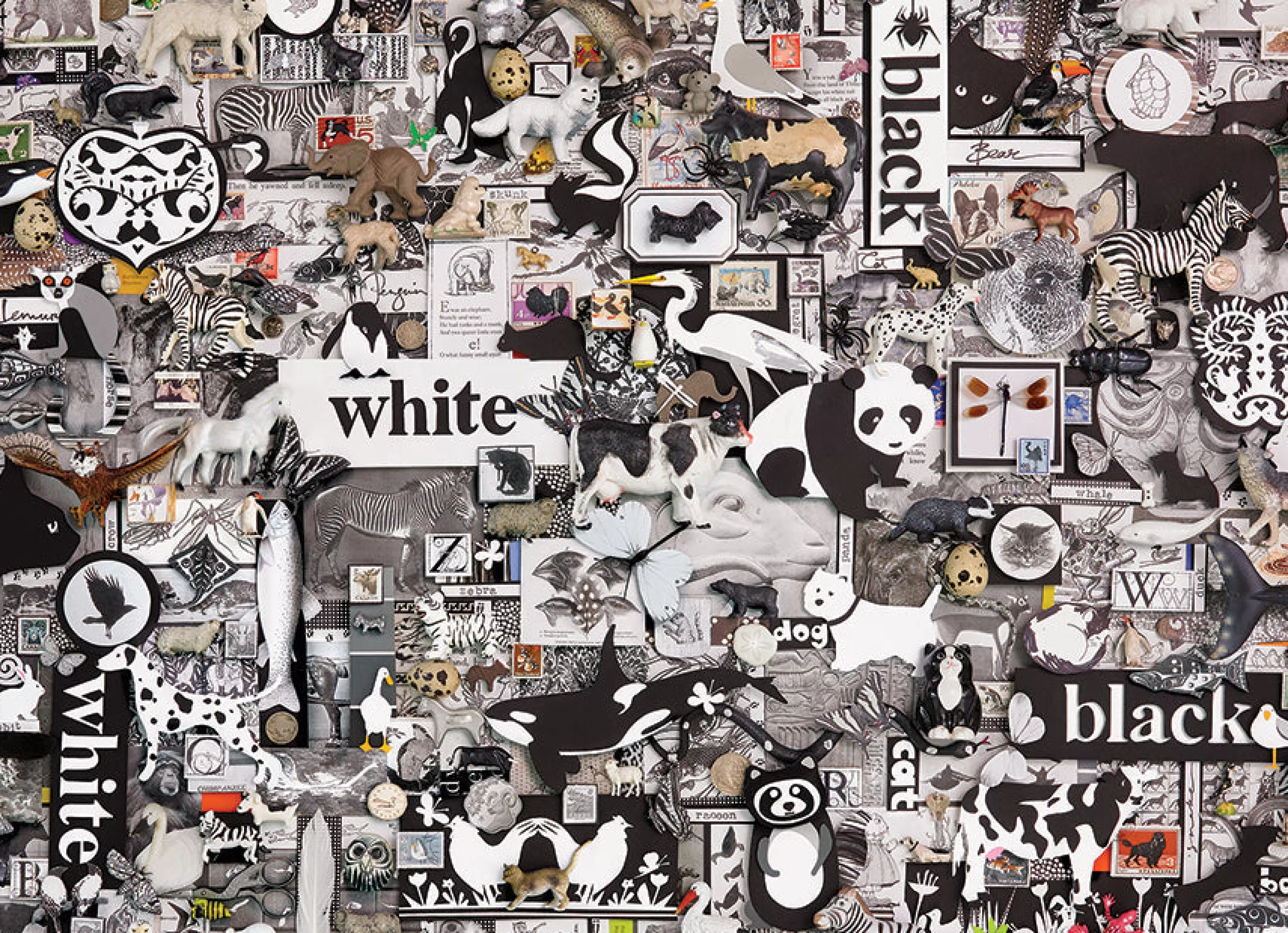 Collage - Busy^Cobble Hill Puzzles Black And White: Animals | 1000 Piece