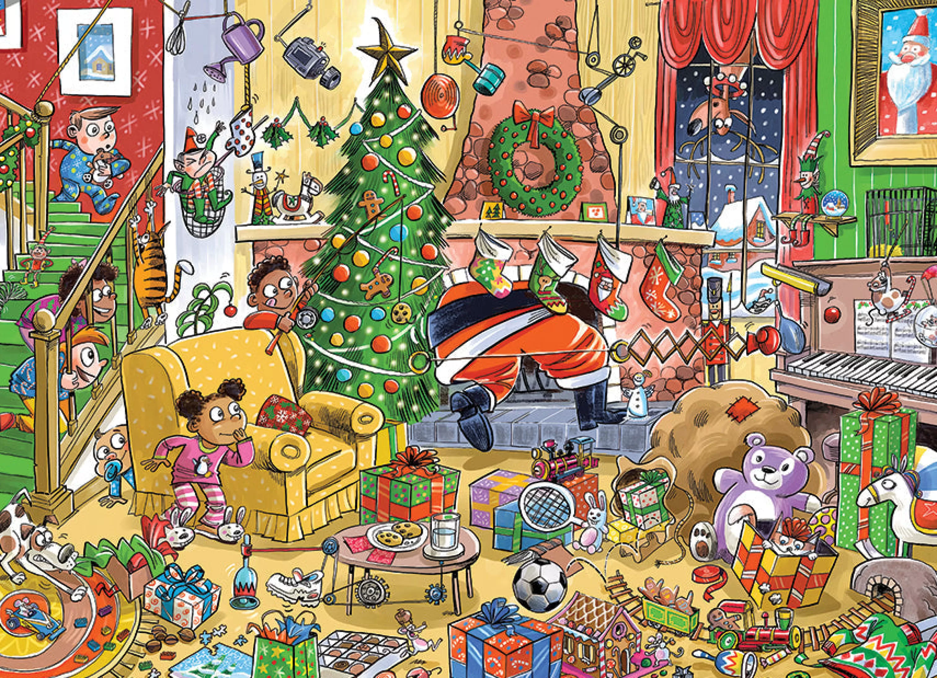 Cartoon^Cobble Hill Puzzles Catching Santa (Family) | Family Pieces 350