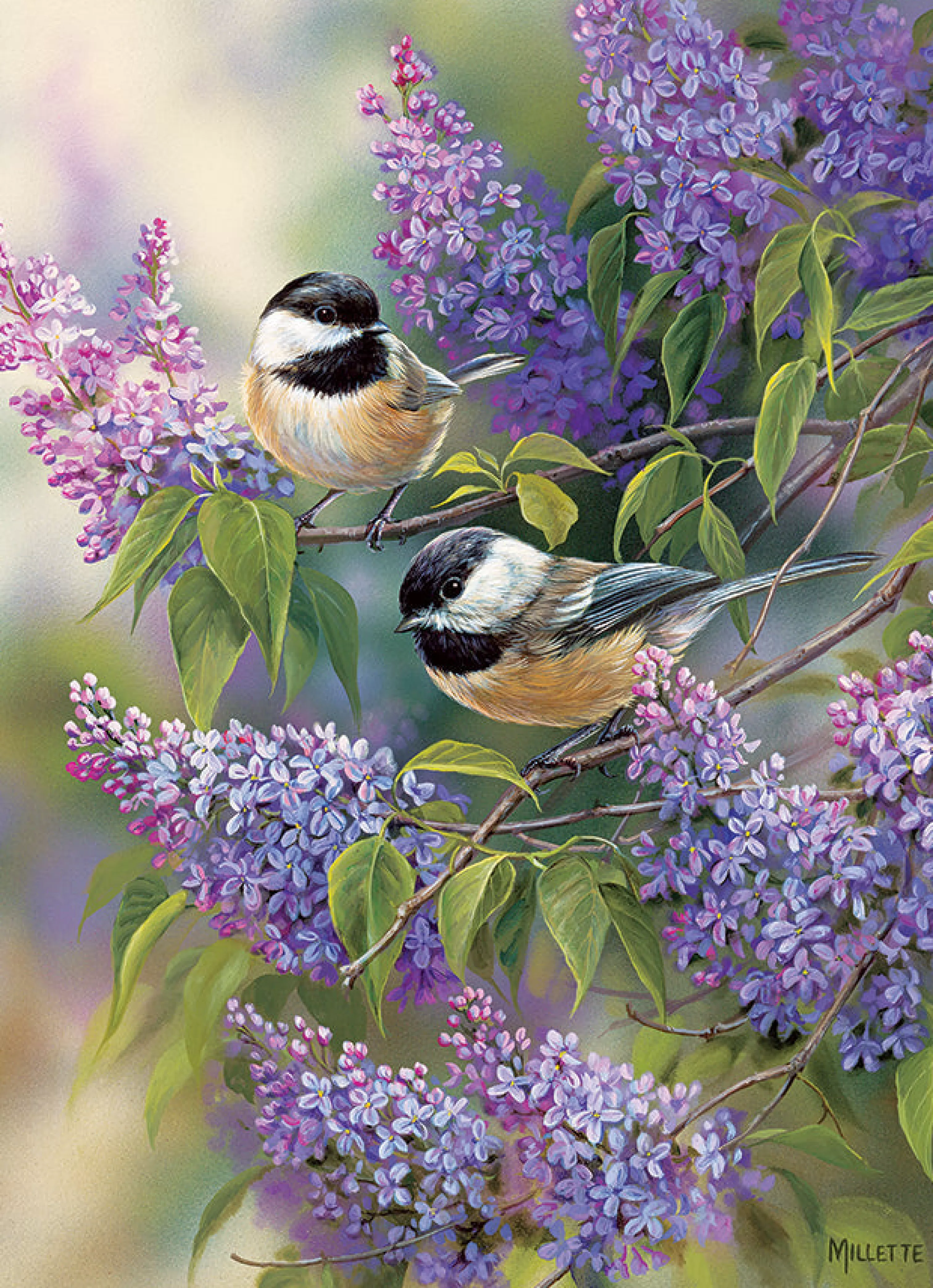 Flowers | Gardens^Cobble Hill Puzzles Chickadee Duo (Tray) | 35 Piece Tray