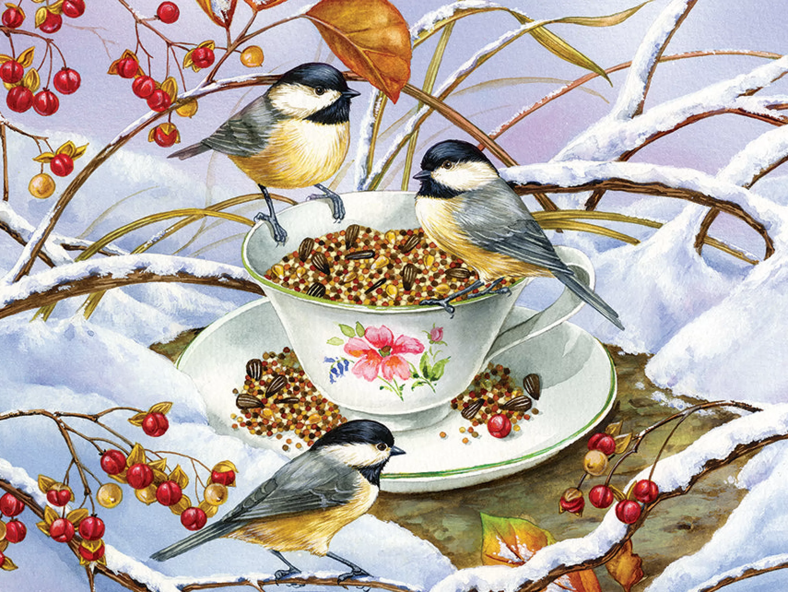 Wildlife^Cobble Hill Puzzles Chickadee Tea | Easy Handling 275 Piece