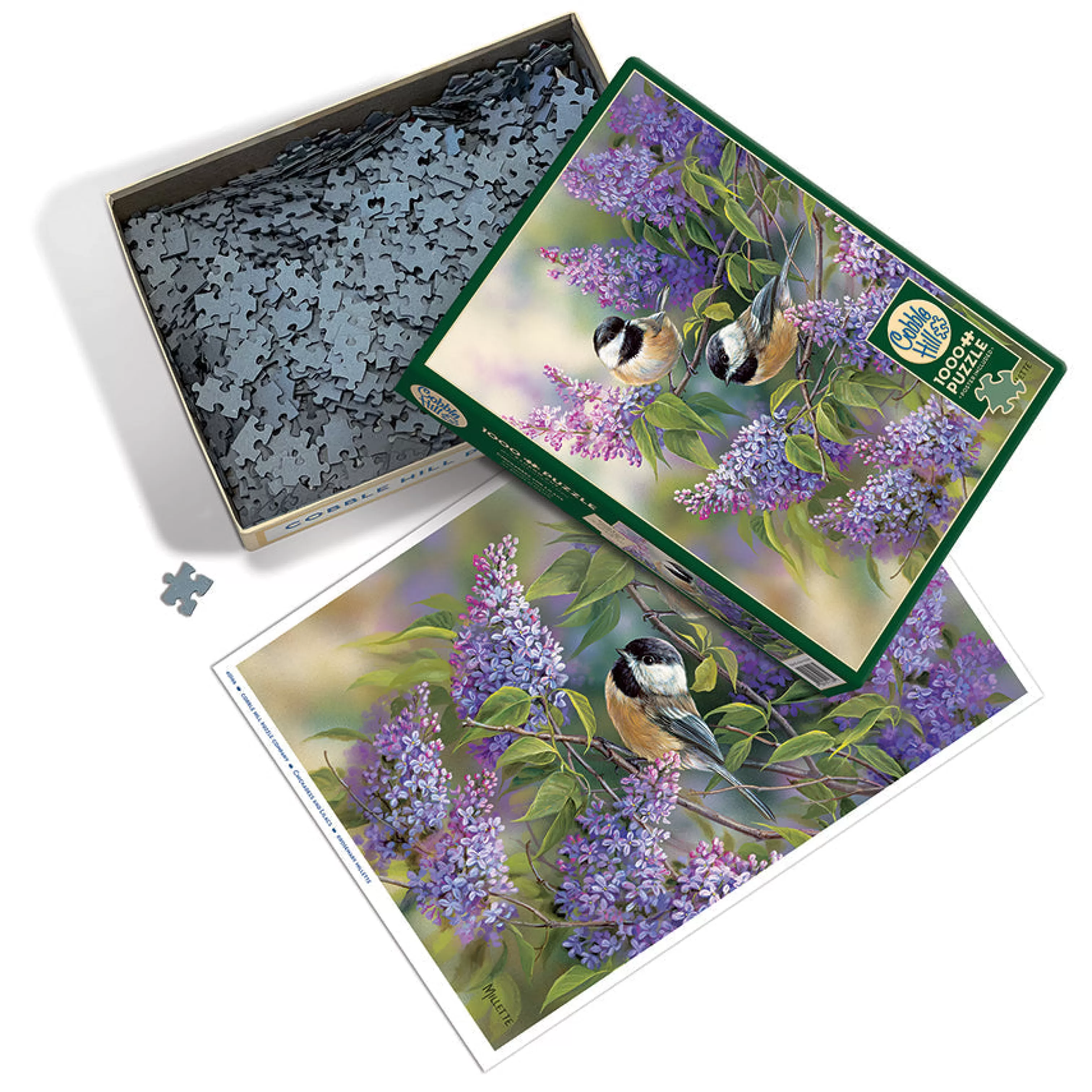 Flowers | Gardens^Cobble Hill Puzzles Chickadees And Lilacs | 1000 Piece