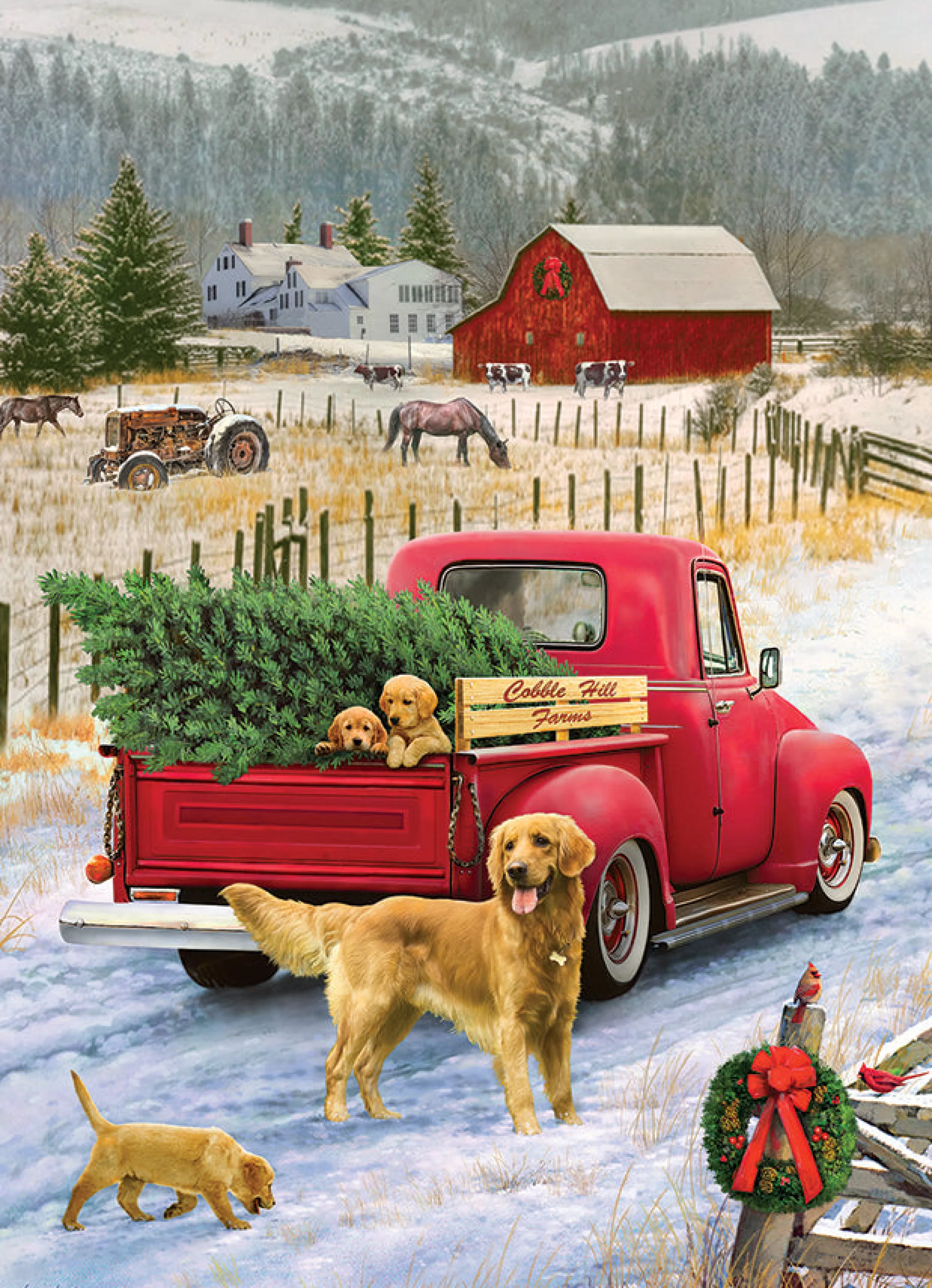 Nostalgia | Vintage^Cobble Hill Puzzles Christmas On The Farm | 1000 Piece