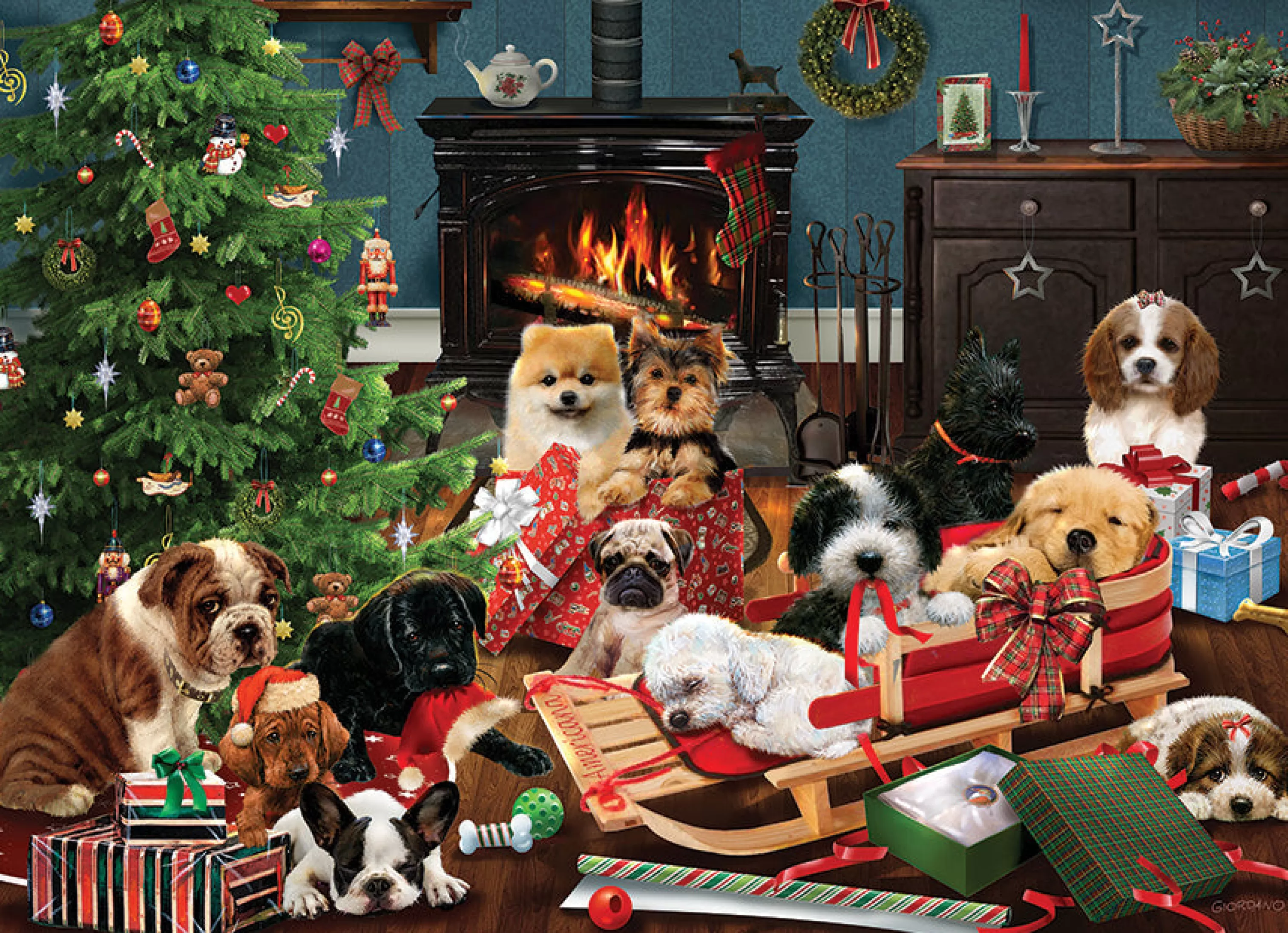 Dogs^Cobble Hill Puzzles Christmas Puppies | 1000 Piece