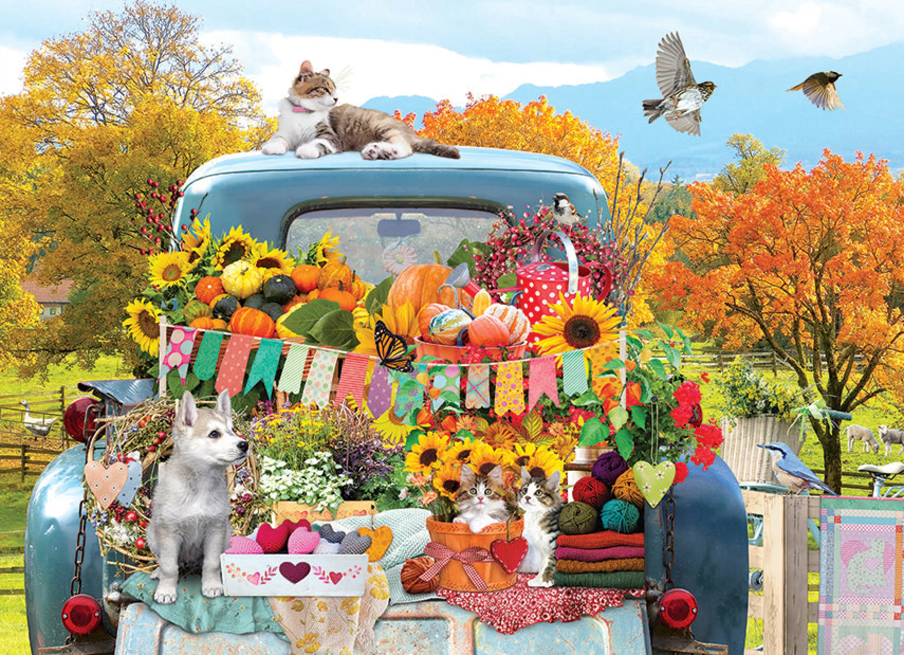 Flowers | Gardens^Cobble Hill Puzzles Country Truck In Autumn | 500 Piece