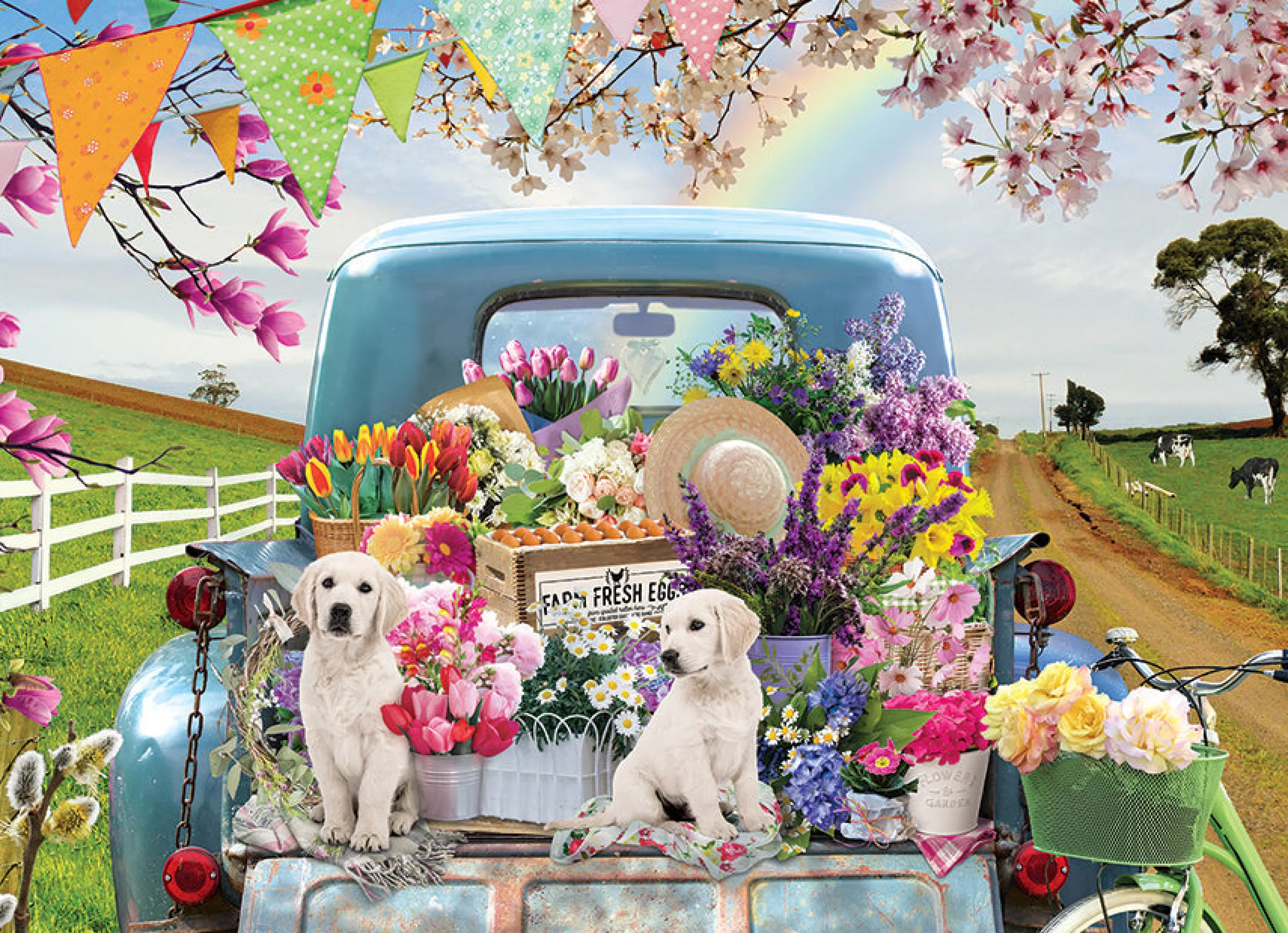 Flowers | Gardens^Cobble Hill Puzzles Country Truck In Spring | 500 Piece