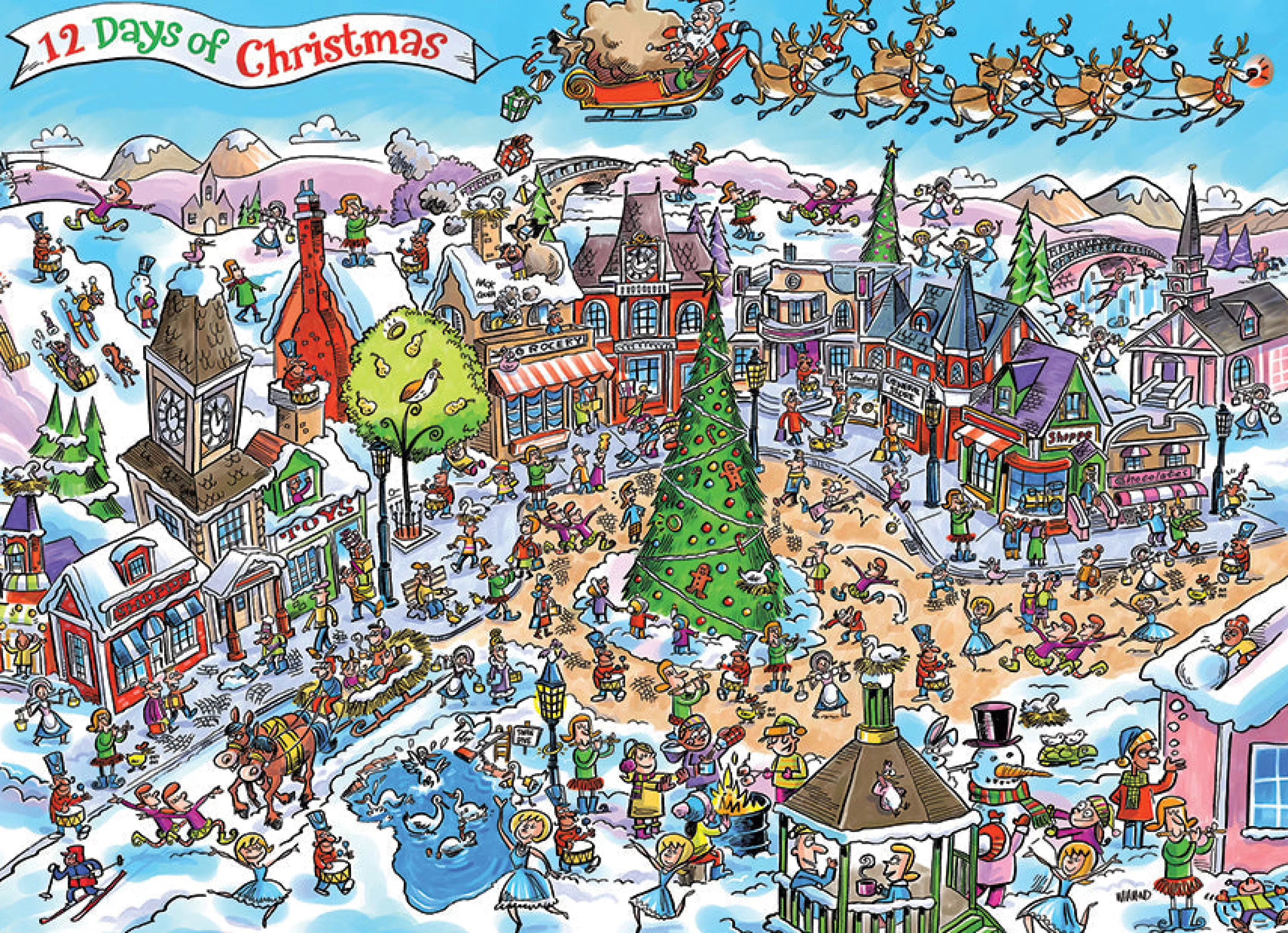 Christmas^Cobble Hill Puzzles Doodletown: 12 Days Of Christmas | 1000 Piece