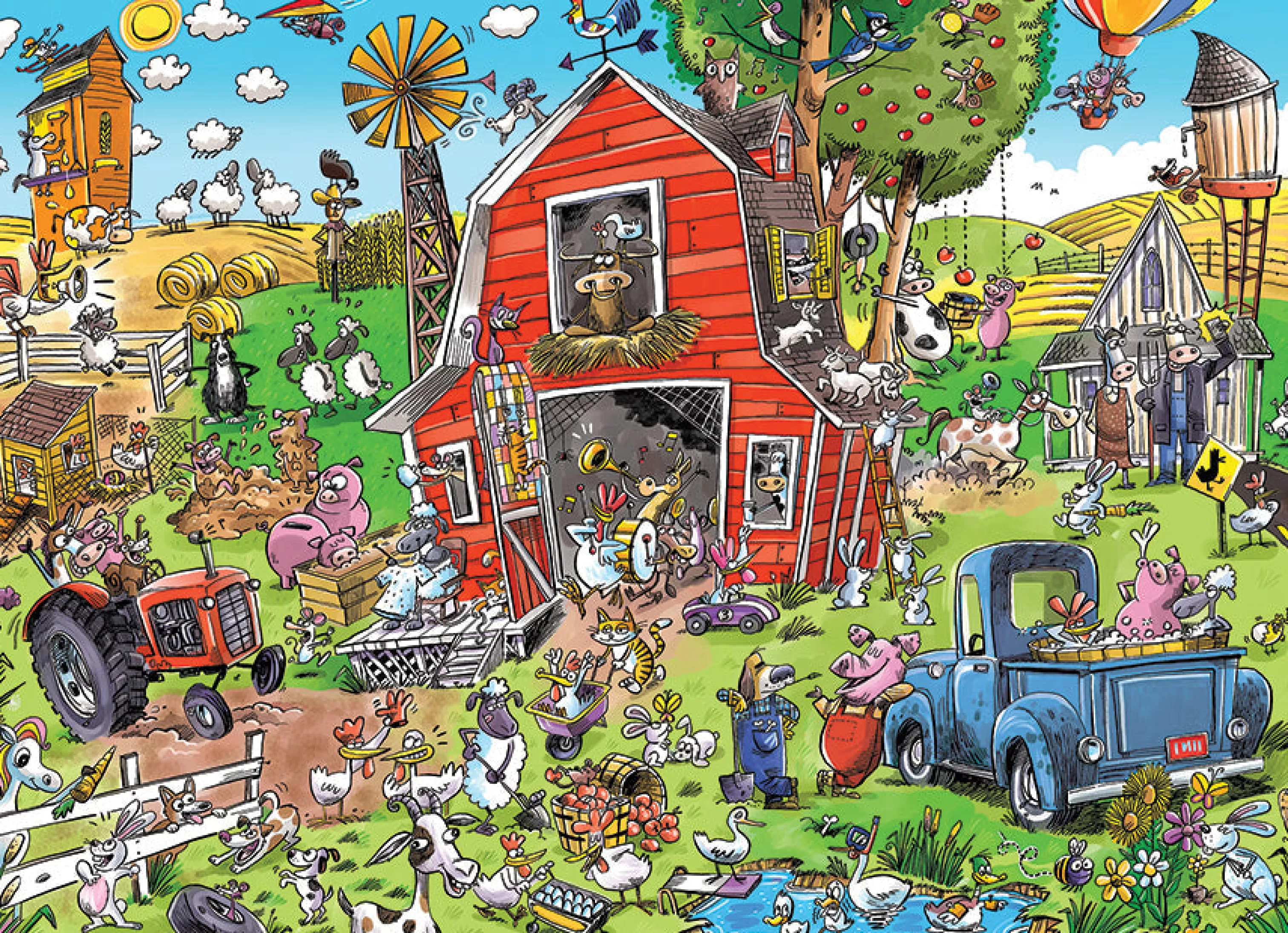 Doodletown^Cobble Hill Puzzles Doodletown: Farmyard Folly | 1000 Piece