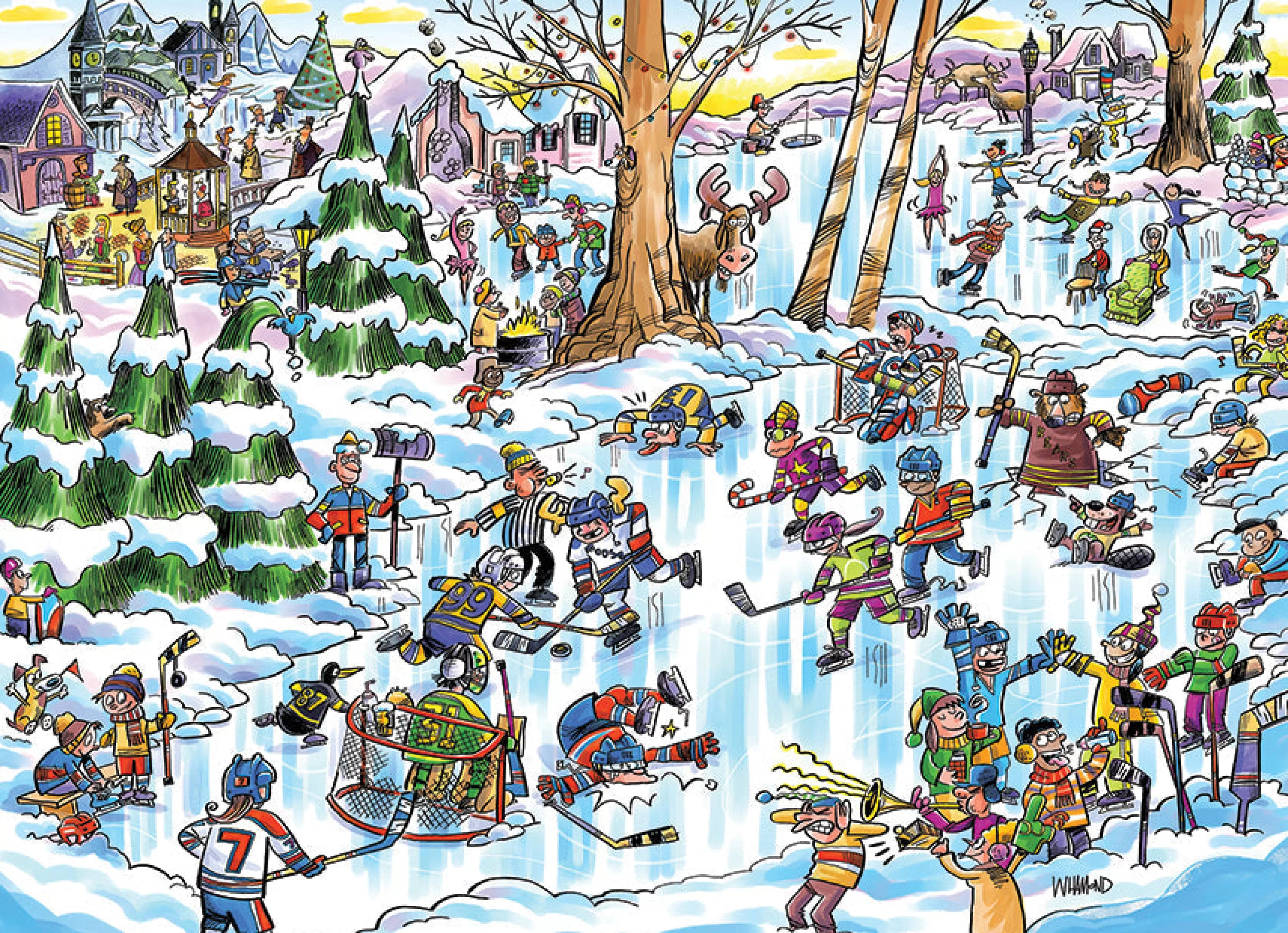 Cartoon^Cobble Hill Puzzles Doodletown: Hockey Town | 1000 Piece