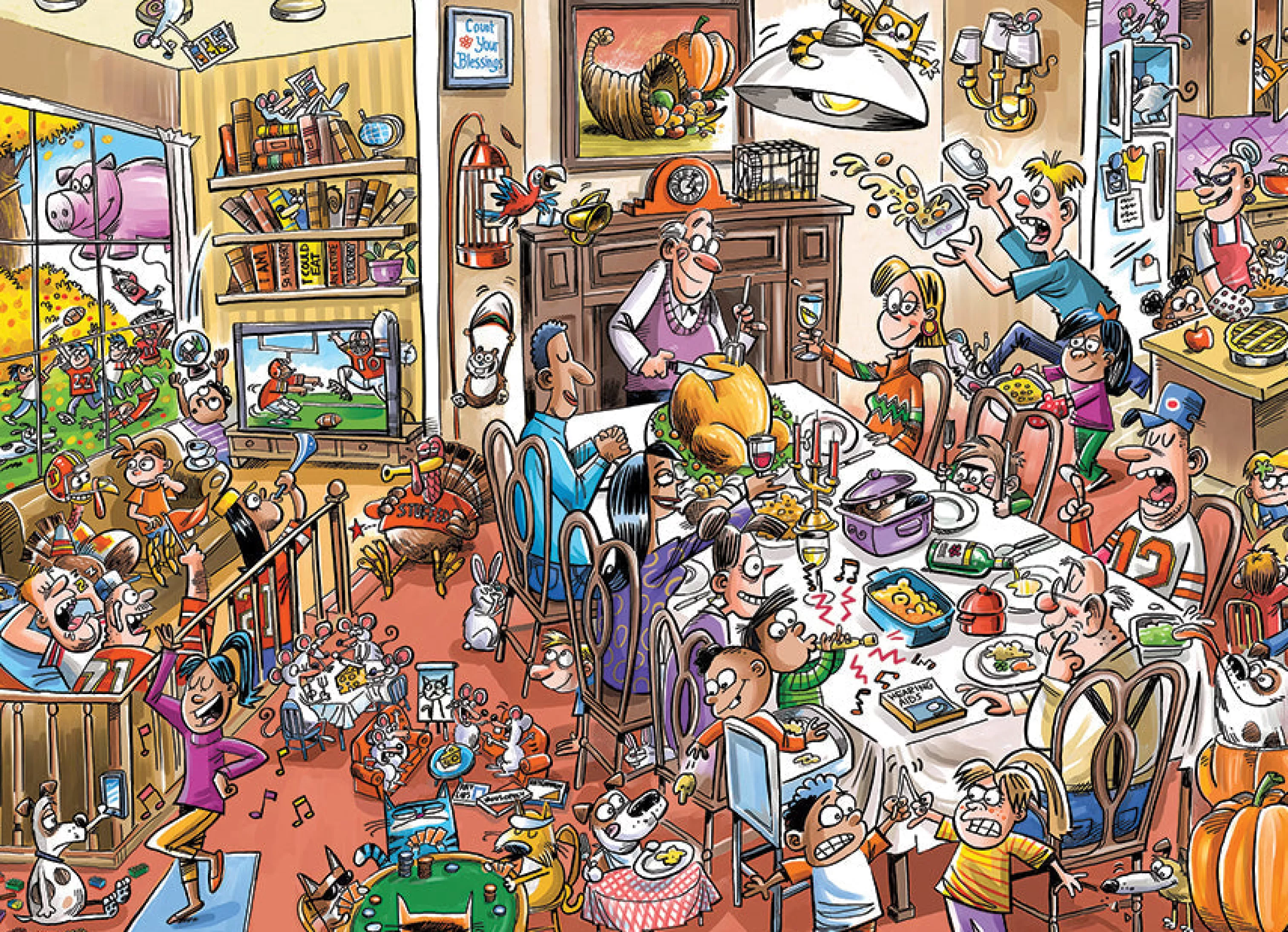 Cartoon^Cobble Hill Puzzles Doodletown: Thanksgiving Togetherness | 1000 Piece