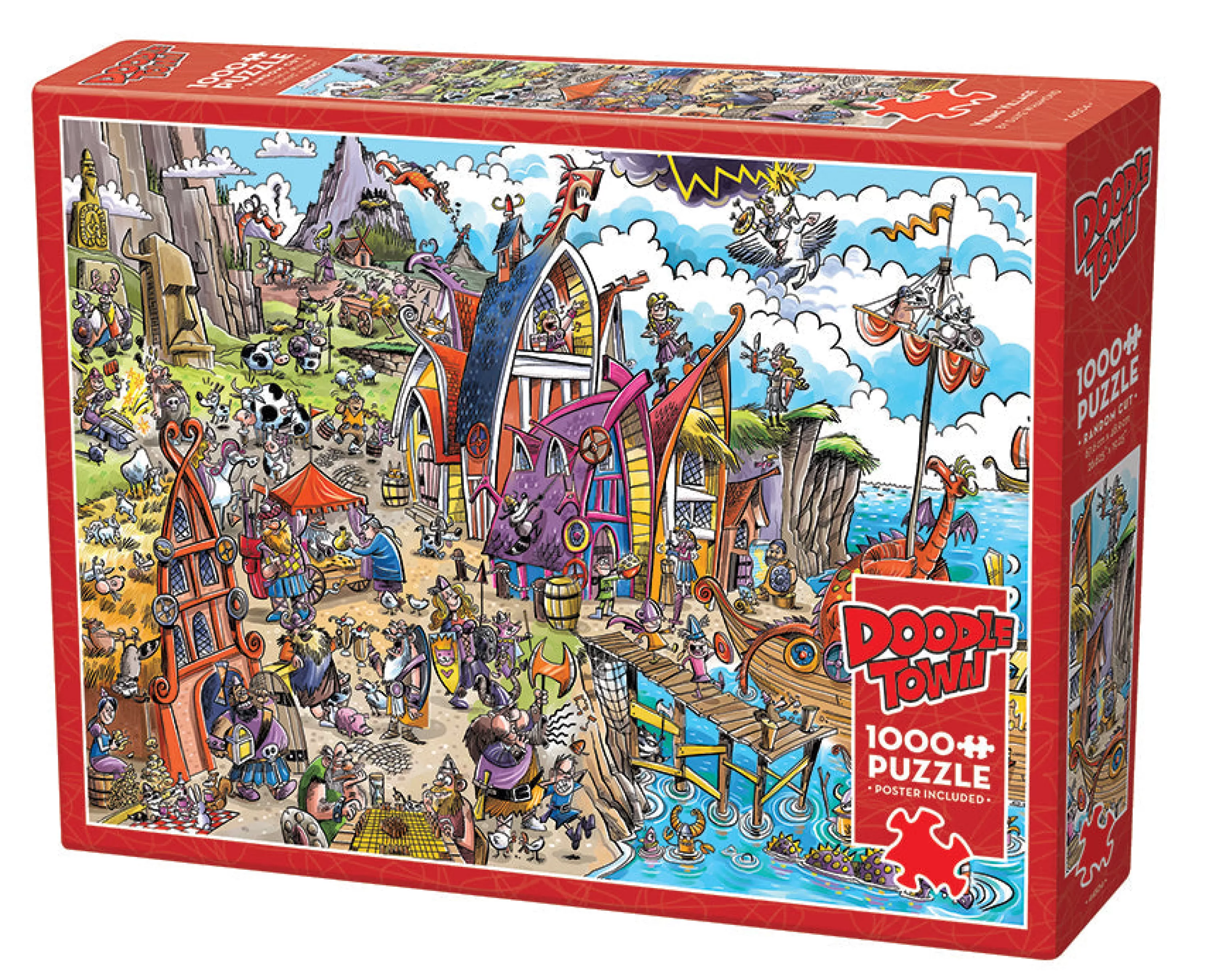 Cartoon^Cobble Hill Puzzles Doodletown: Viking Village | 1000 Piece