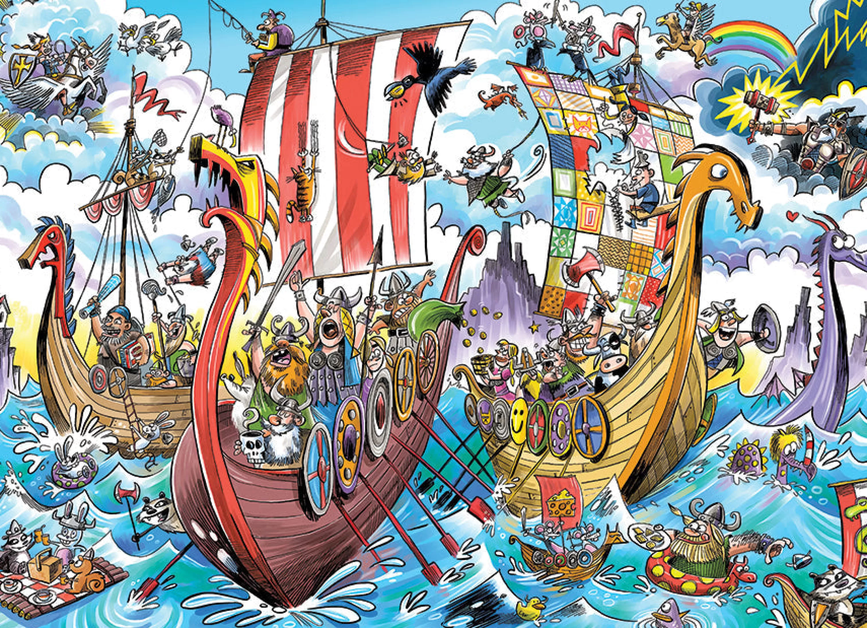 Cartoon^Cobble Hill Puzzles Doodletown: Viking Voyage | 1000 Piece