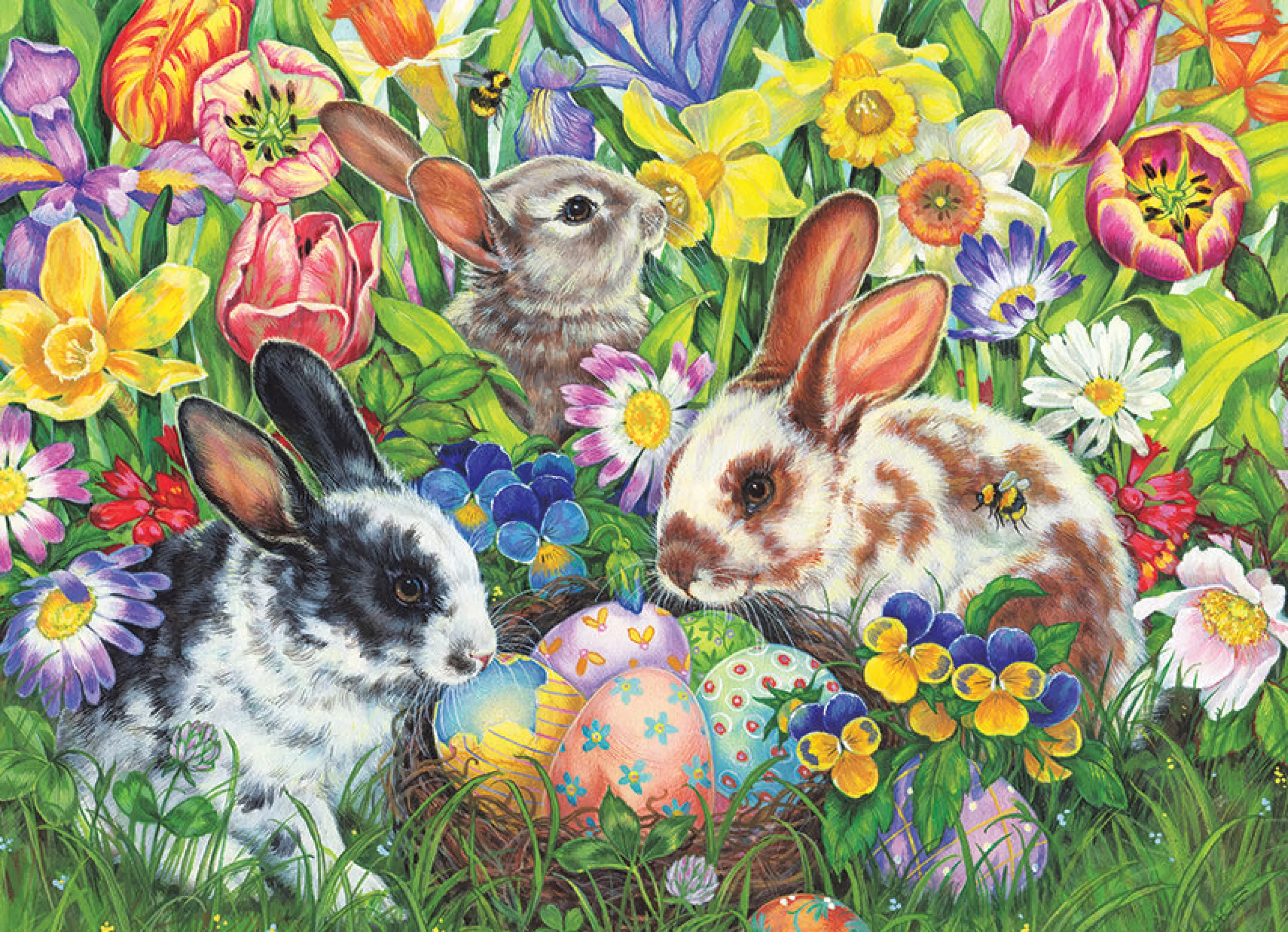 Flowers | Gardens^Cobble Hill Puzzles Easter Bunnies (Family) | Family Pieces 350