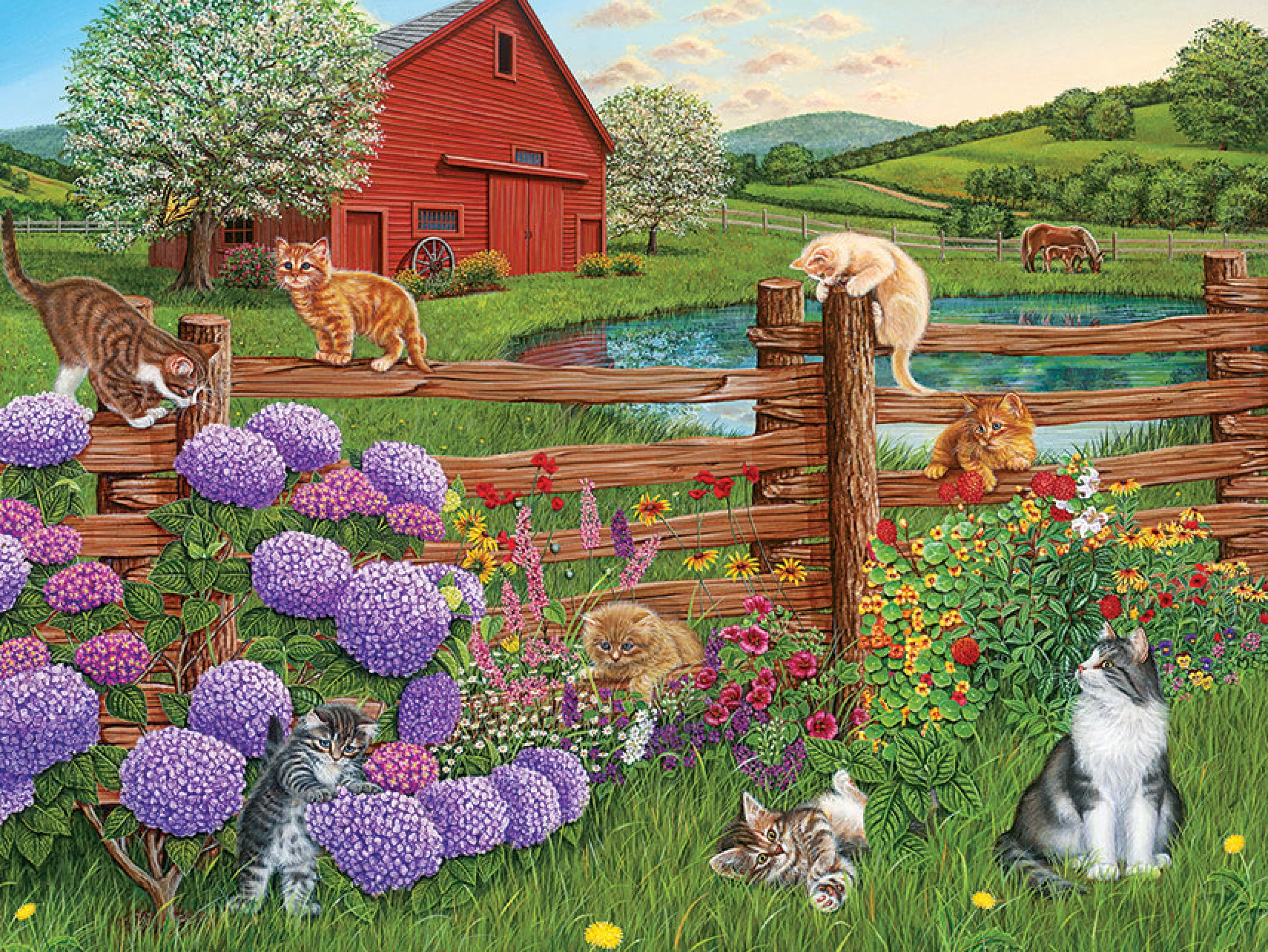 Farm^Cobble Hill Puzzles Farm Cats | Easy Handling 275 Piece