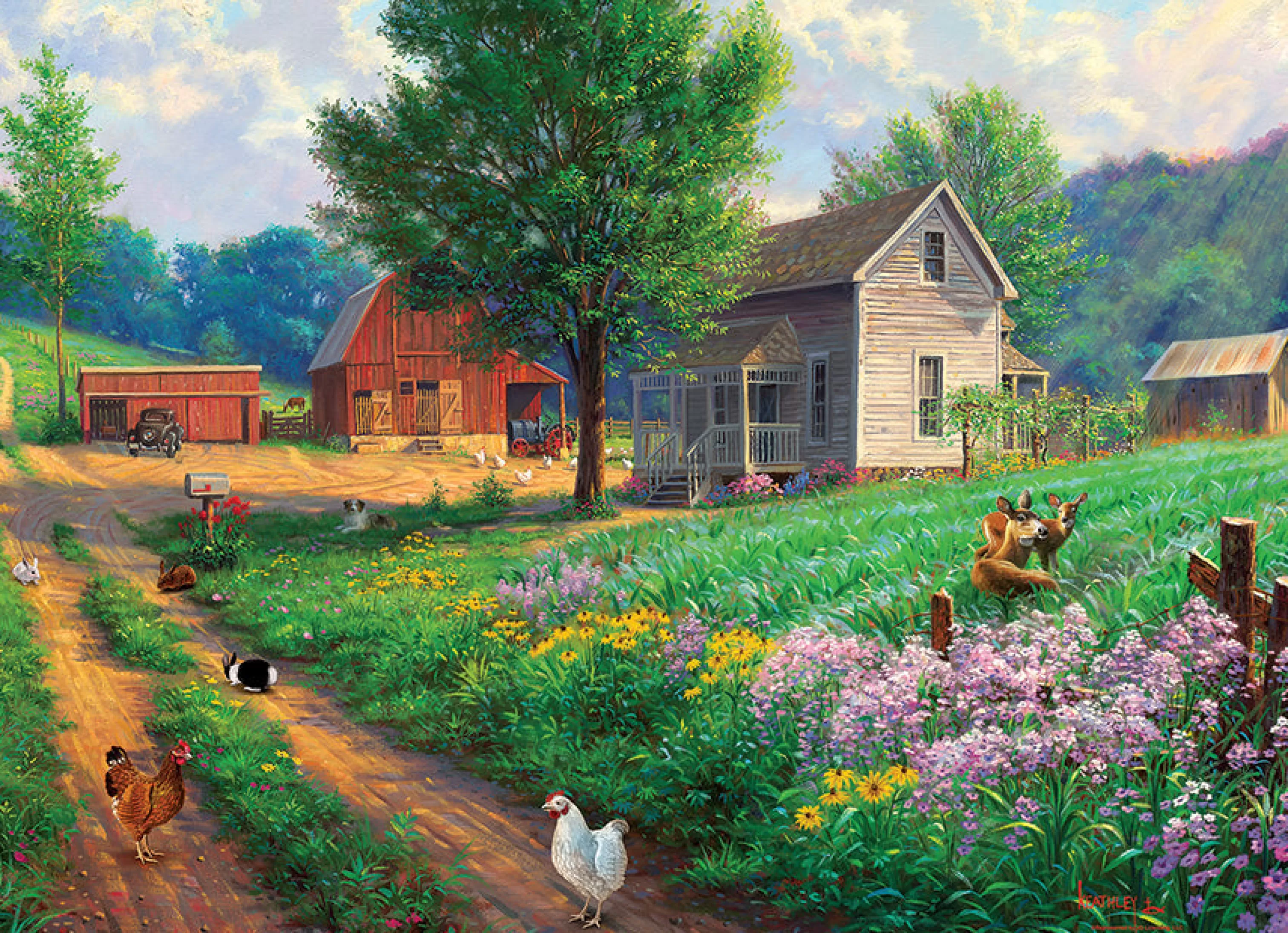 Flowers | Gardens^Cobble Hill Puzzles Farm Country | 1000 Piece