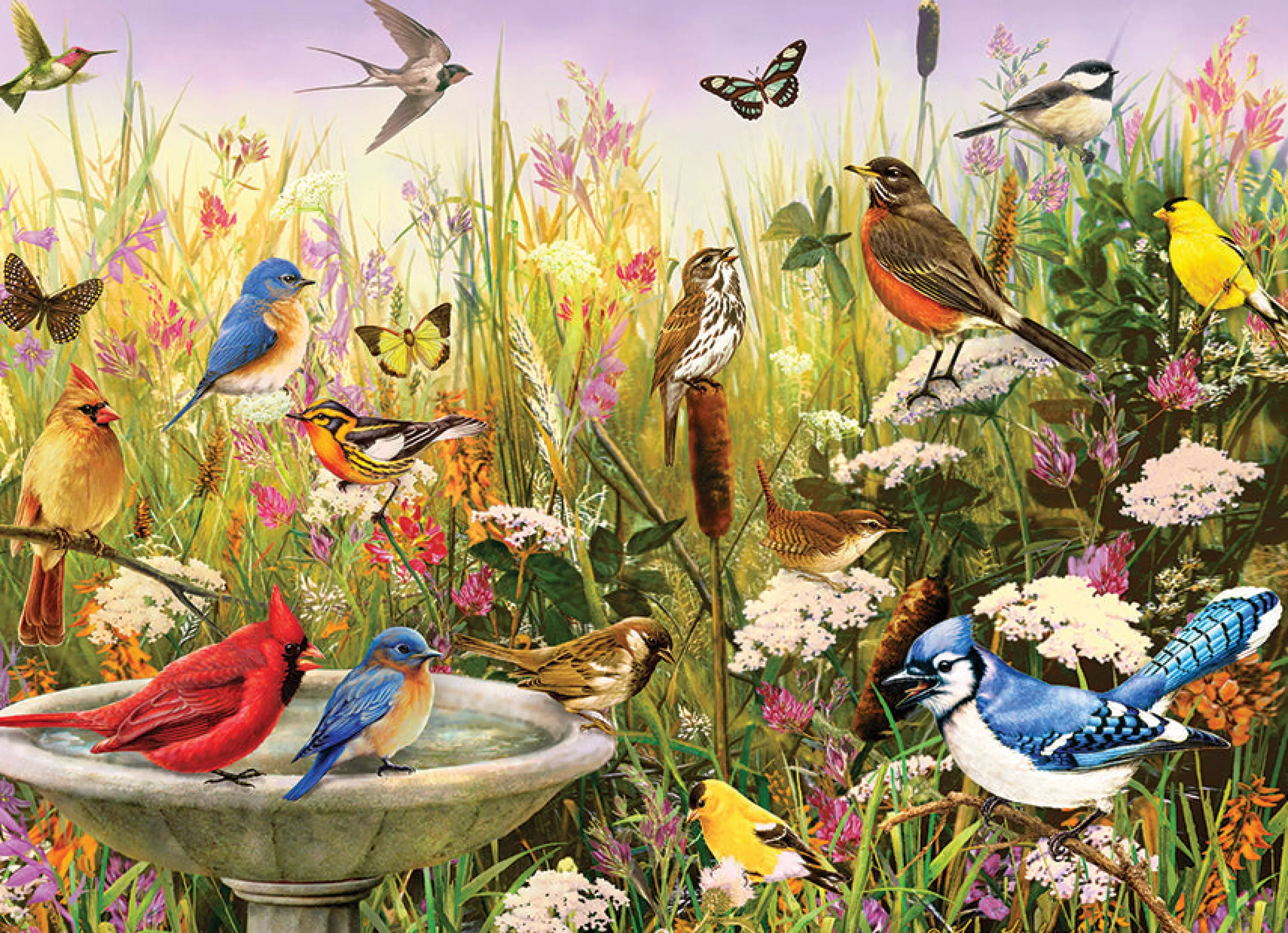 Flowers | Gardens^Cobble Hill Puzzles Feathered Friends | 1000 Piece