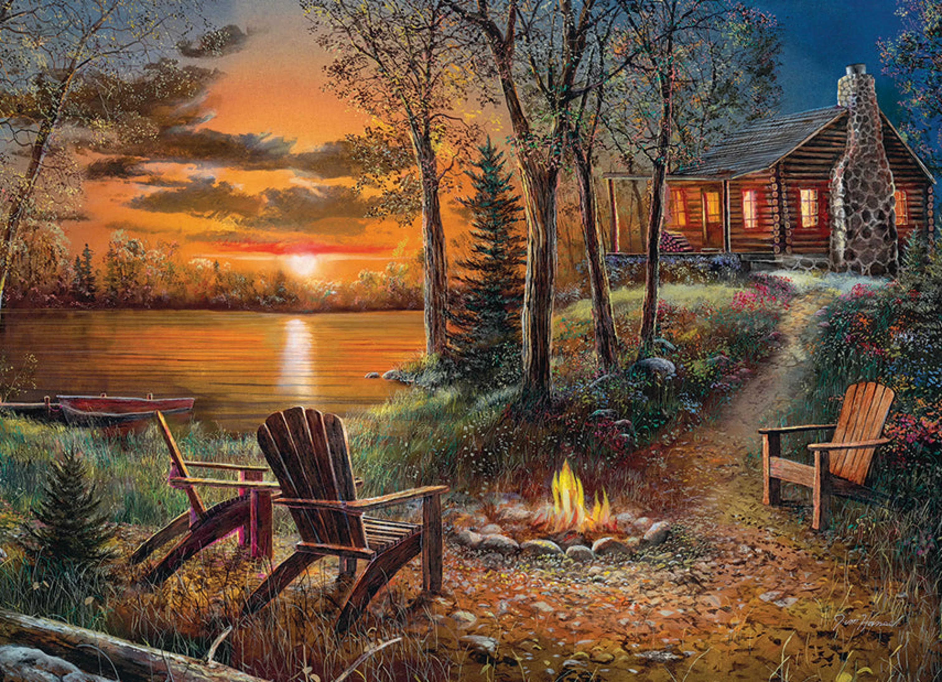 Cabin | Camping ^Cobble Hill Puzzles Fireside | 500 Piece