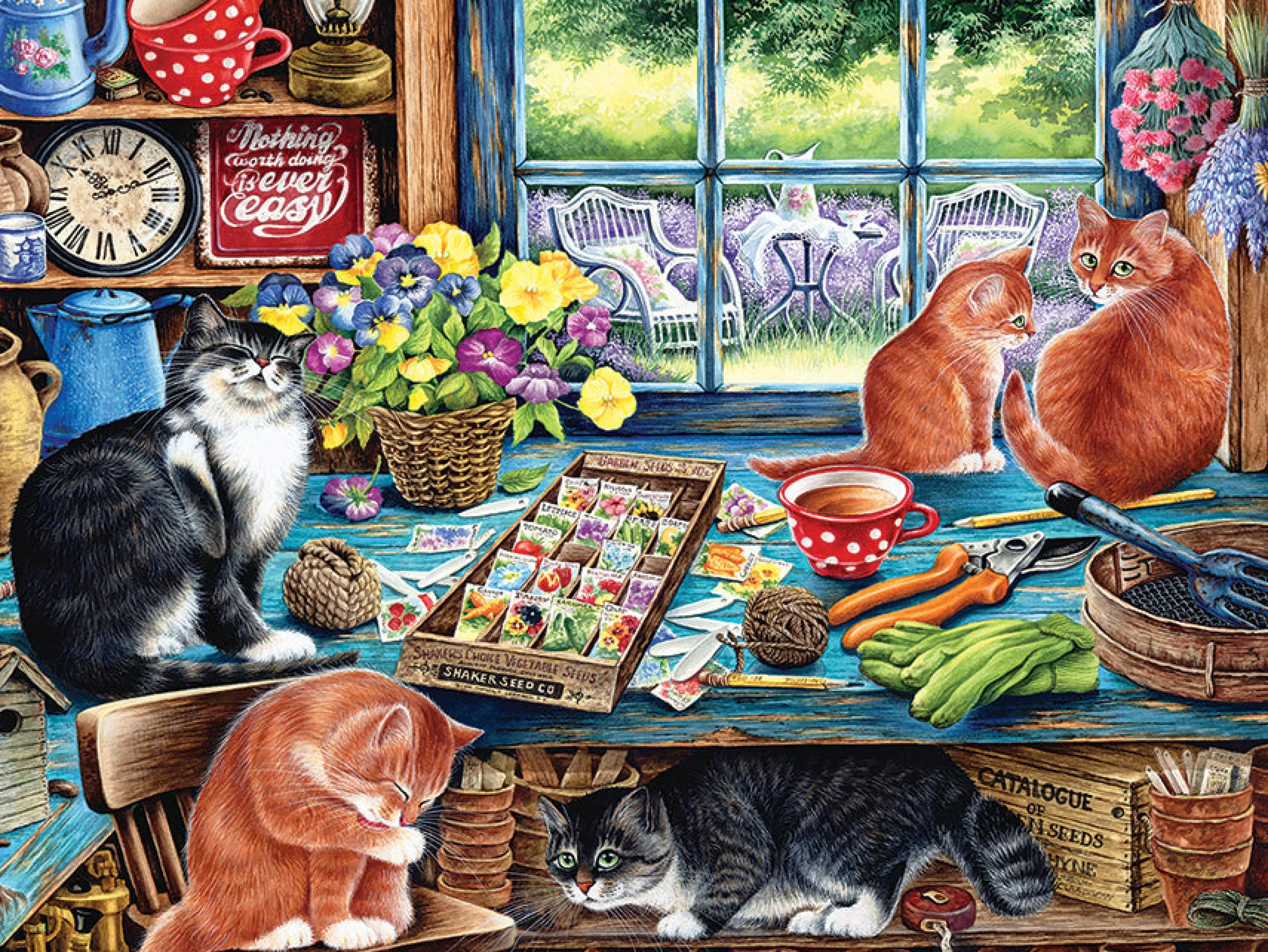 Cats^Cobble Hill Puzzles Garden Shed Cats (Tray) | 35 Piece Tray