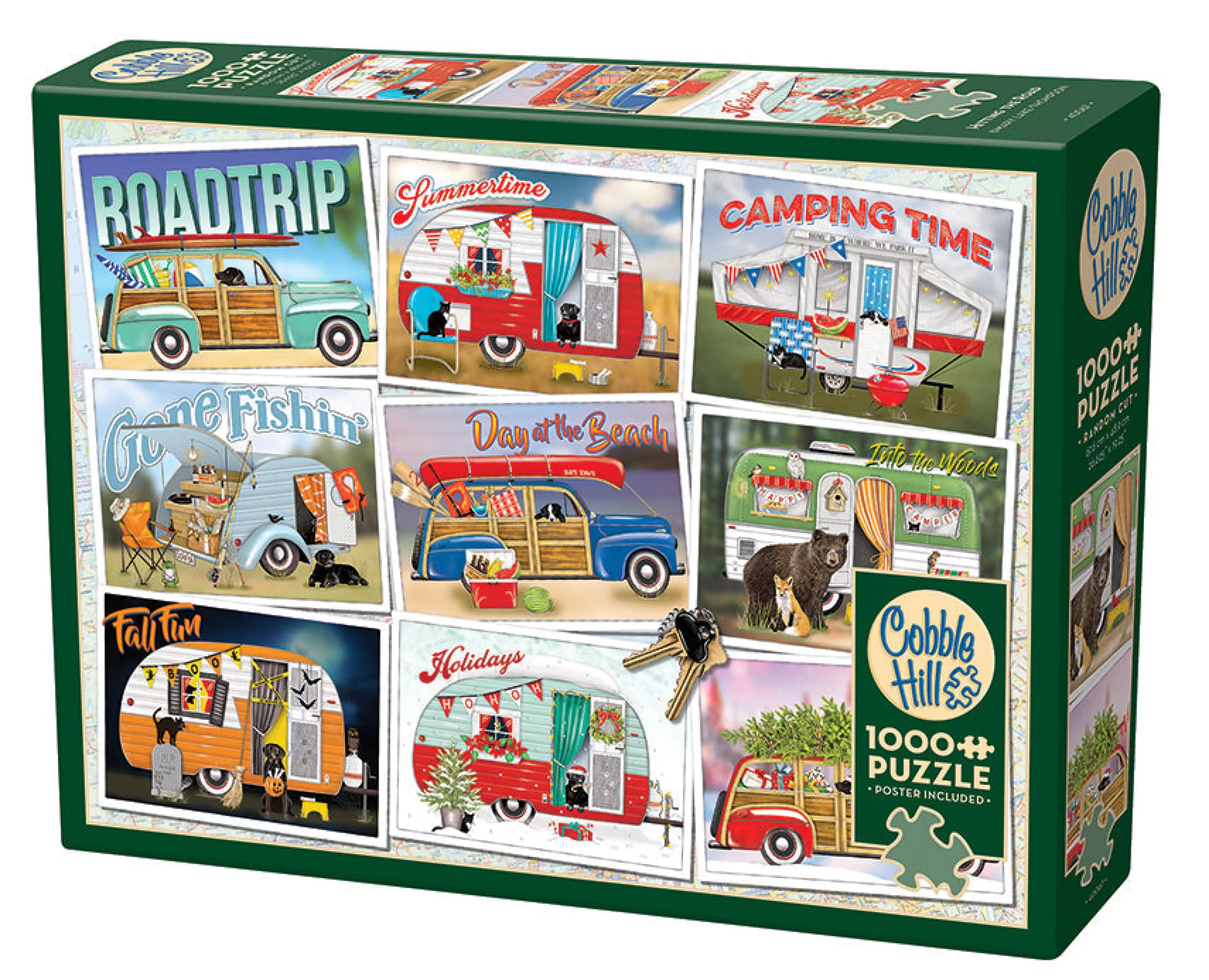 Cabin | Camping ^Cobble Hill Puzzles Hitting The Road | 1000 Piece