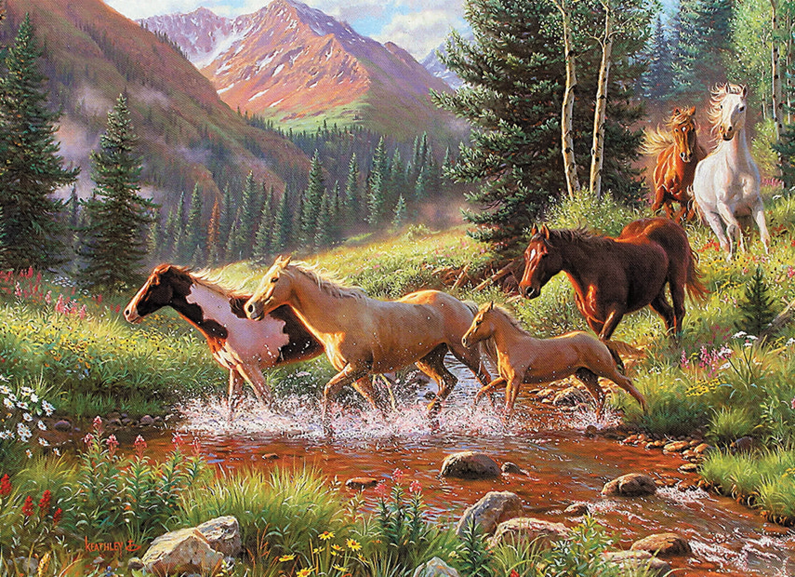 Waterscape^Cobble Hill Puzzles Horse Stream (Tray) | 35 Piece Tray