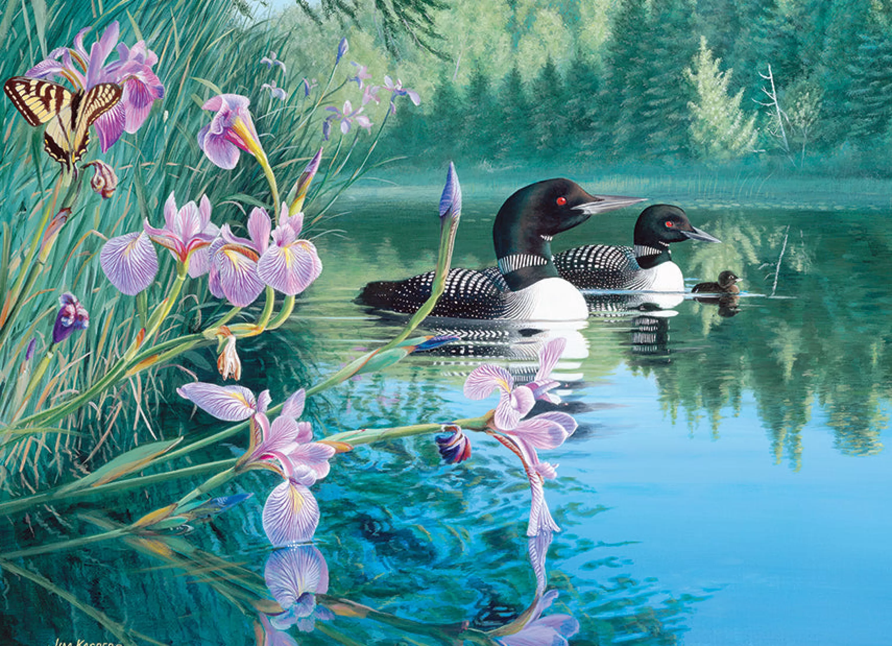 Waterscape^Cobble Hill Puzzles Iris Cove Loons | 500 Piece