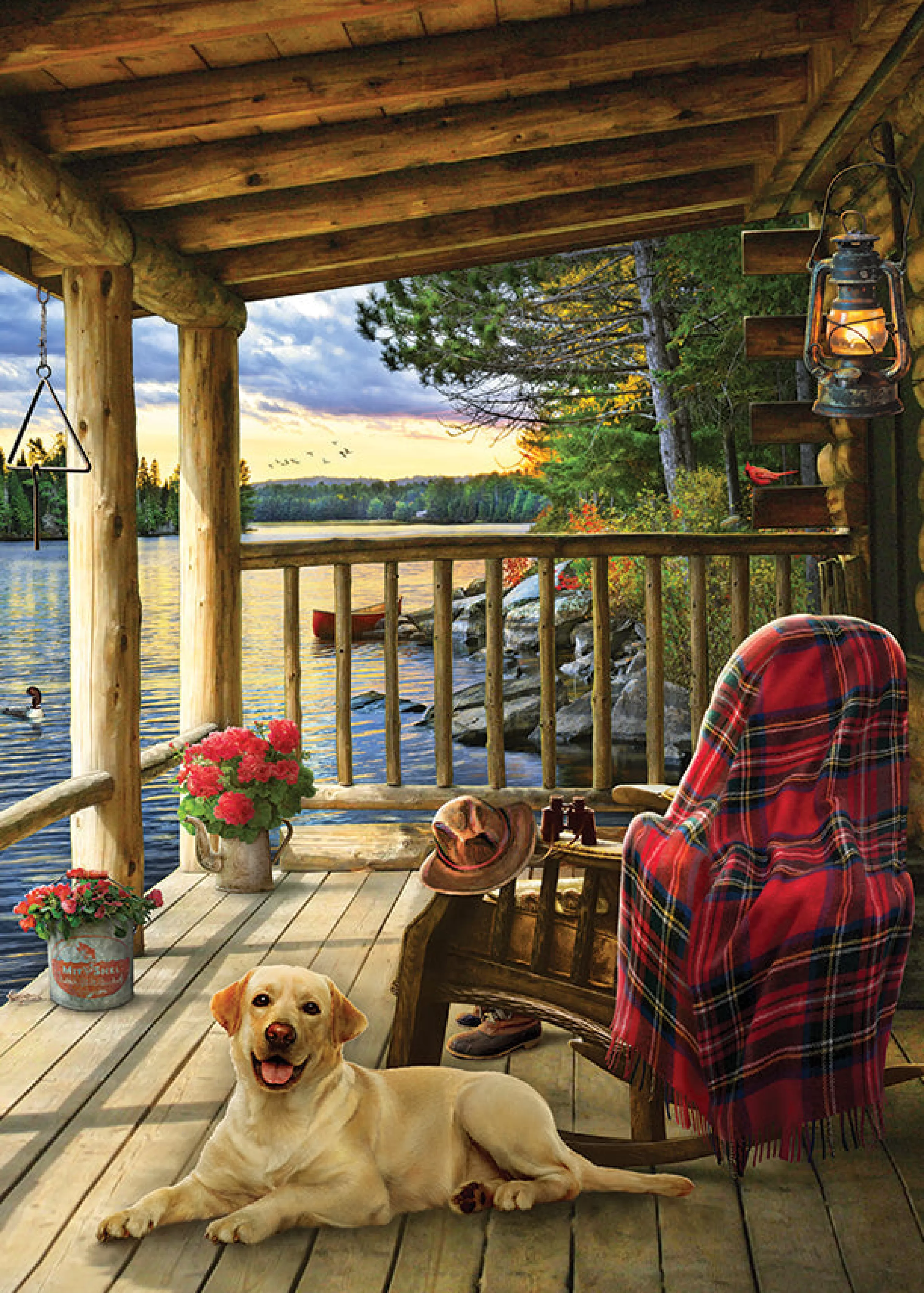 Waterscape^Cobble Hill Puzzles Lake Cabin Labrador (Tray) | 35 Piece Tray