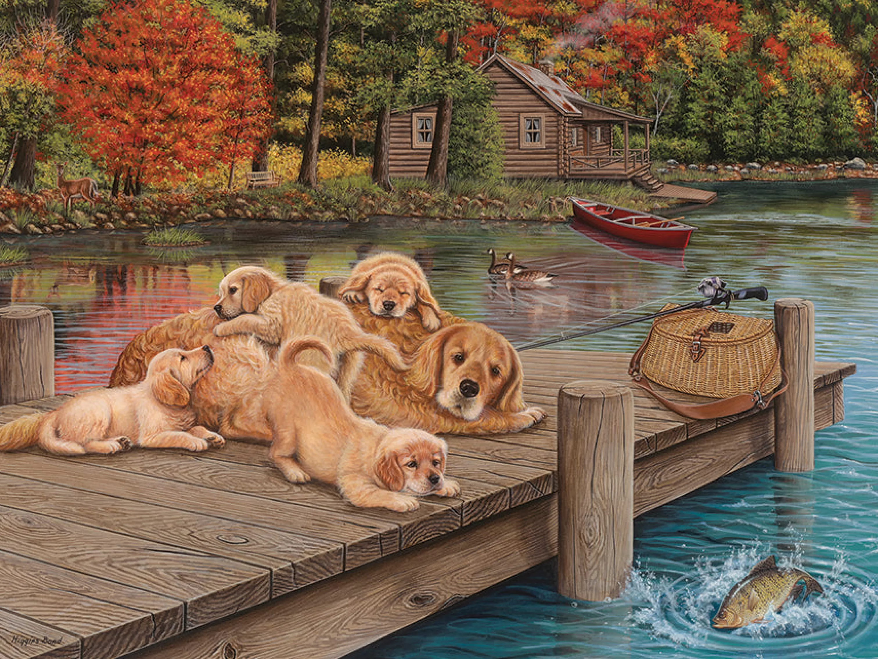 Dogs^Cobble Hill Puzzles Lazy Day On The Dock | Easy Handling 275 Piece