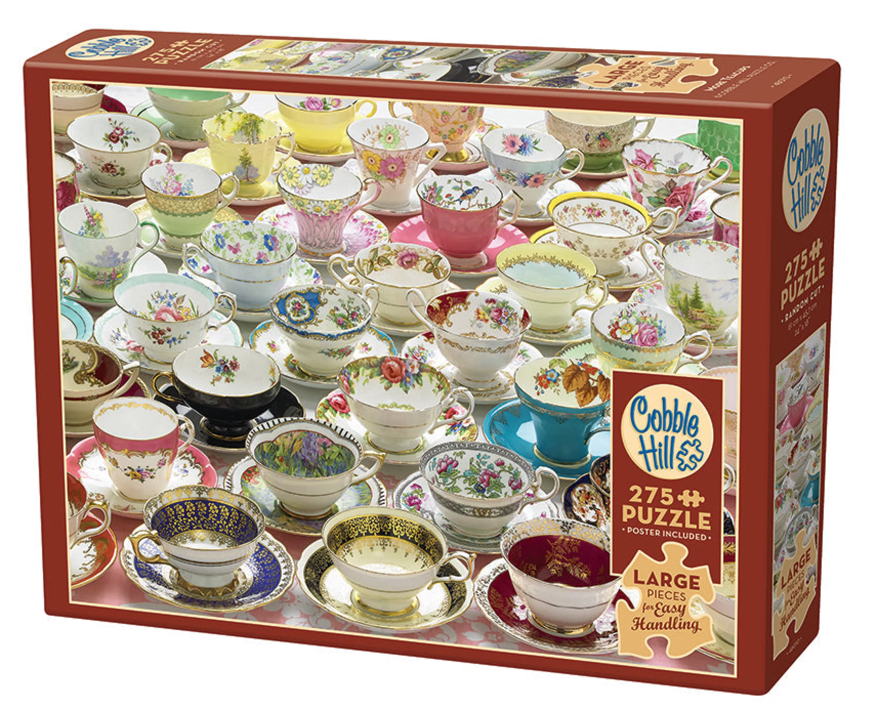 Truly Original Puzzles (Top)^Cobble Hill Puzzles More Teacups | Easy Handling 275 Piece