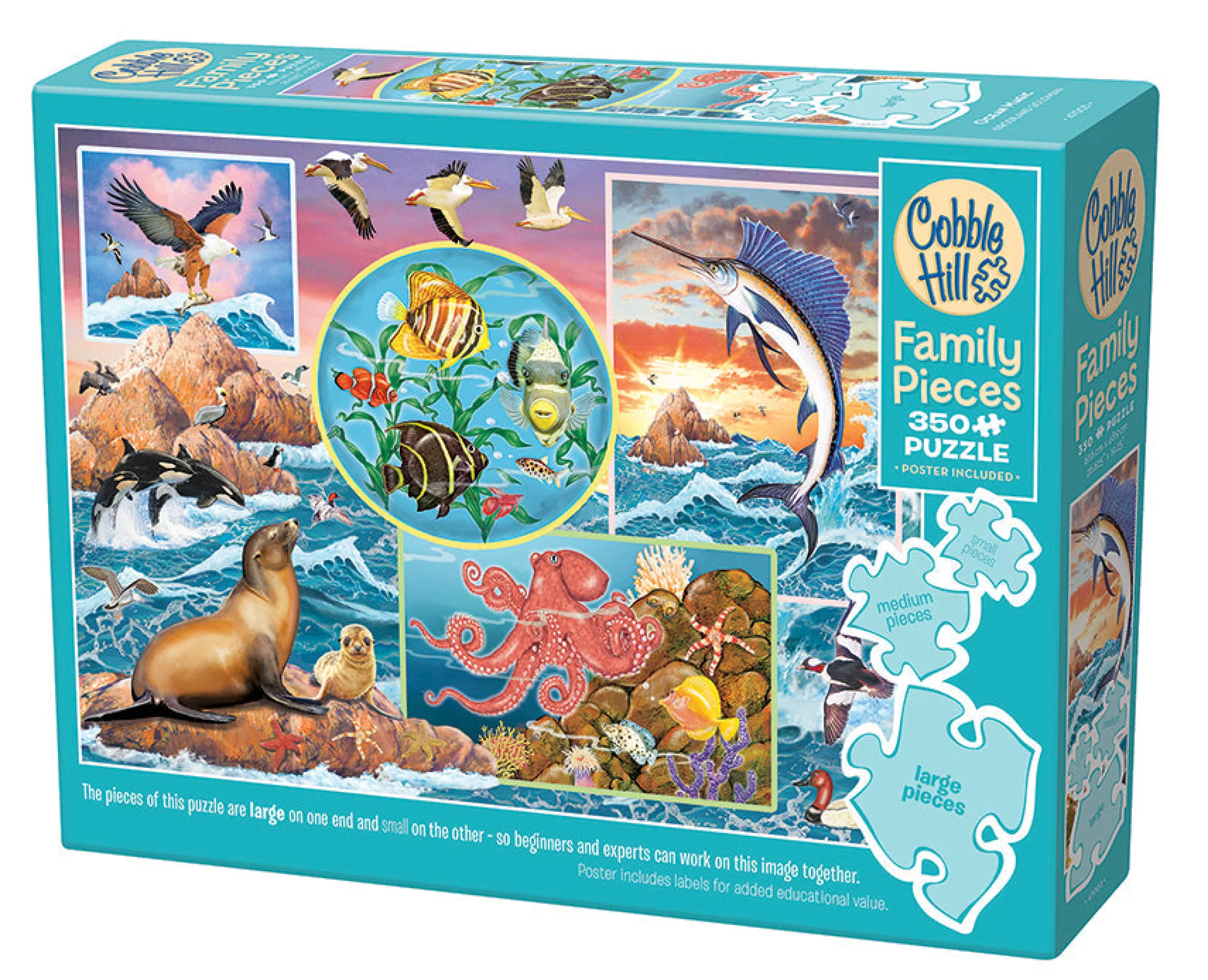 Waterscape^Cobble Hill Puzzles Ocean Magic (Family) | Family Pieces 350