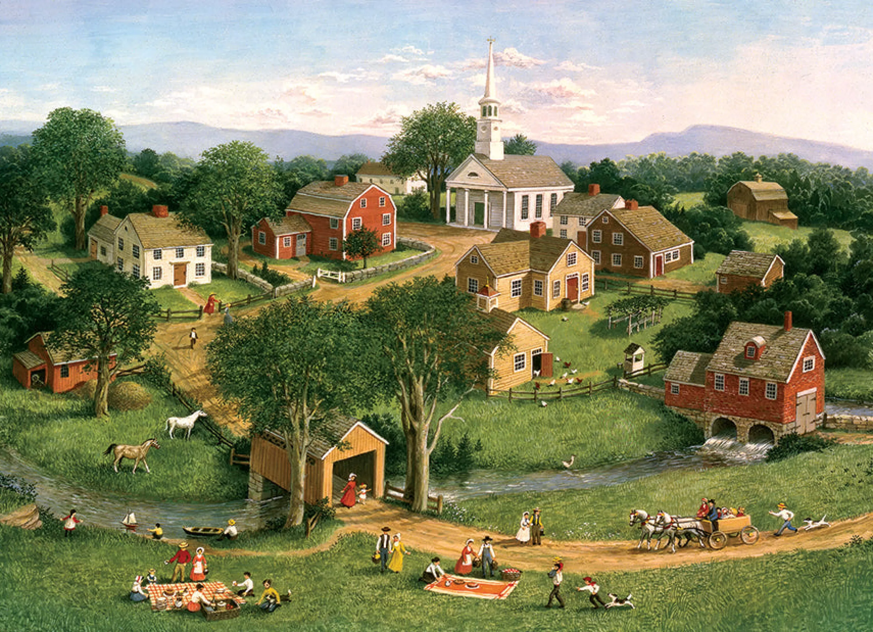 Farm^Cobble Hill Puzzles Picnic By The Bridge | 1000 Piece