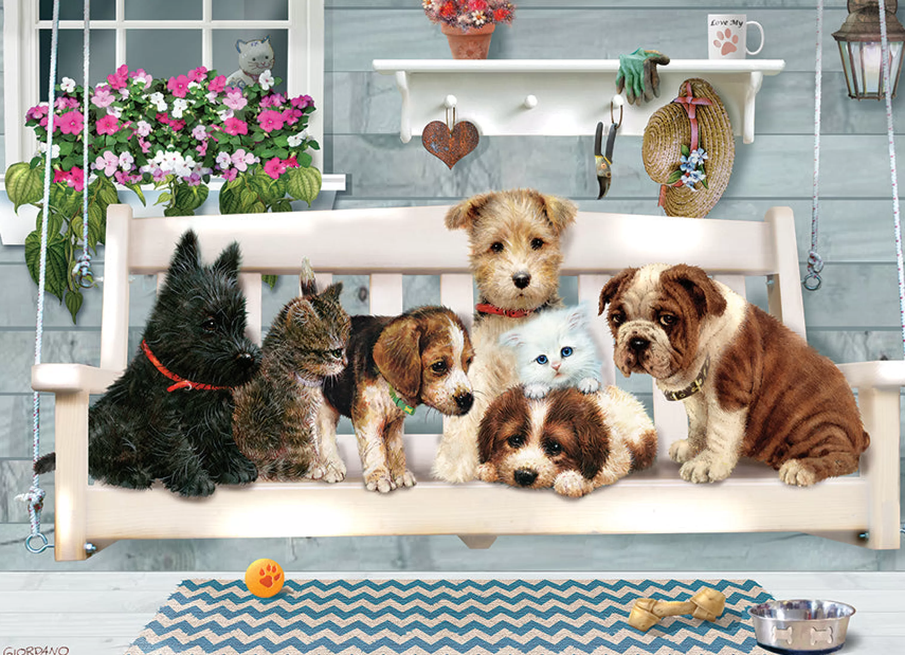 Dogs^Cobble Hill Puzzles Porch Pals (Family) | Family Pieces 350