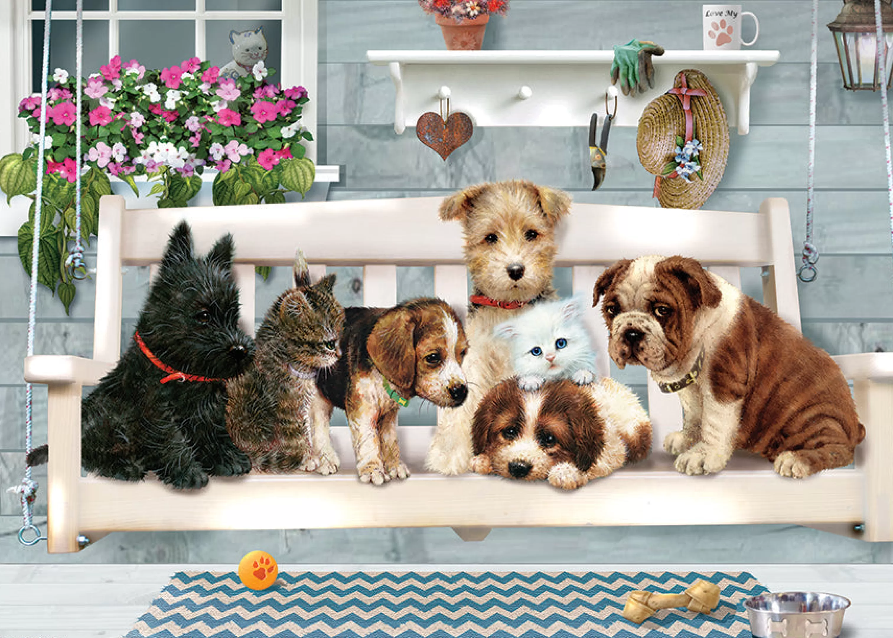 Dogs^Cobble Hill Puzzles Porch Swing Buddies (Tray) | 35 Piece Tray