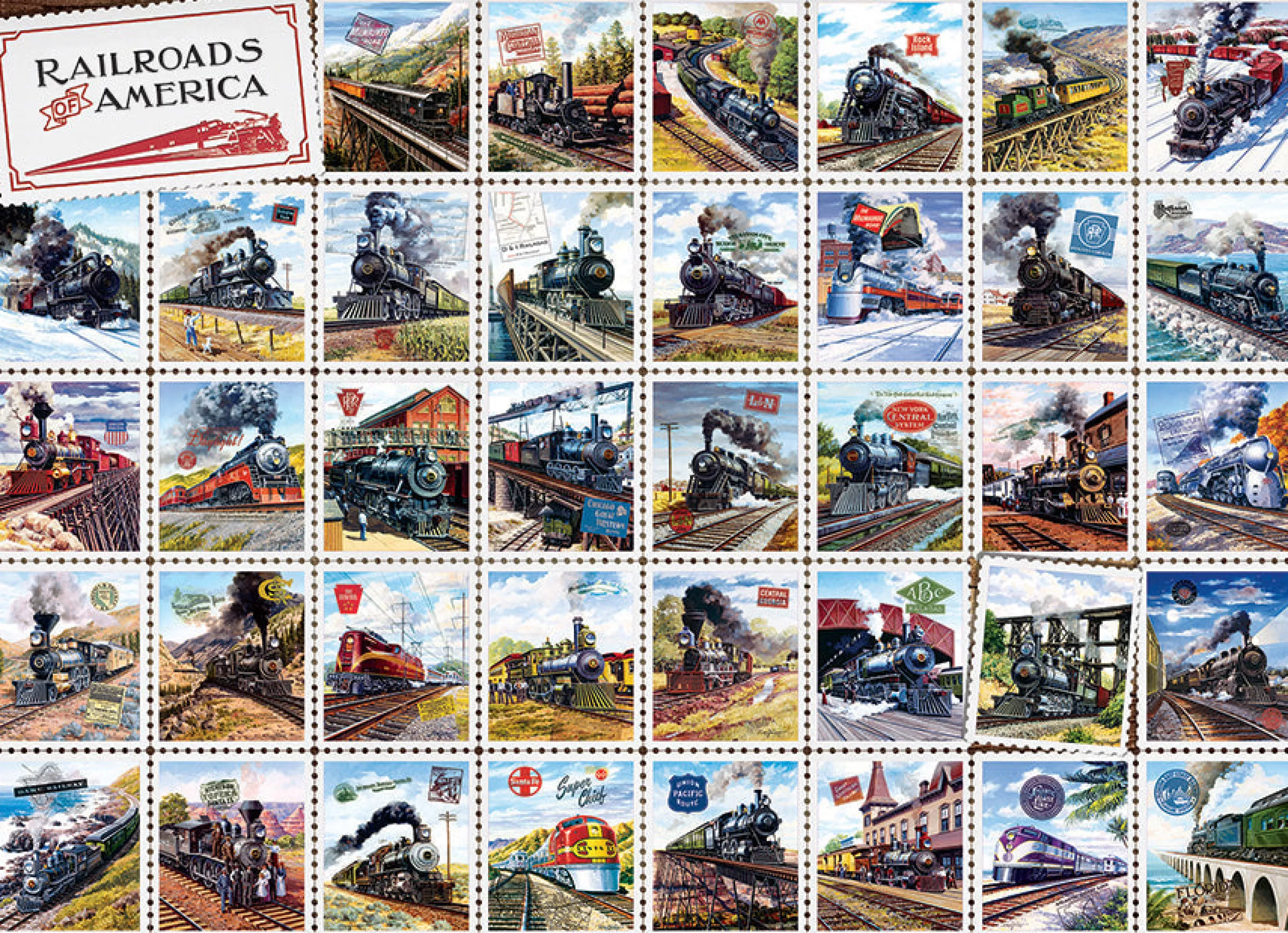 Collage - Miniscene^Cobble Hill Puzzles Railroads Of America | 1000 Piece