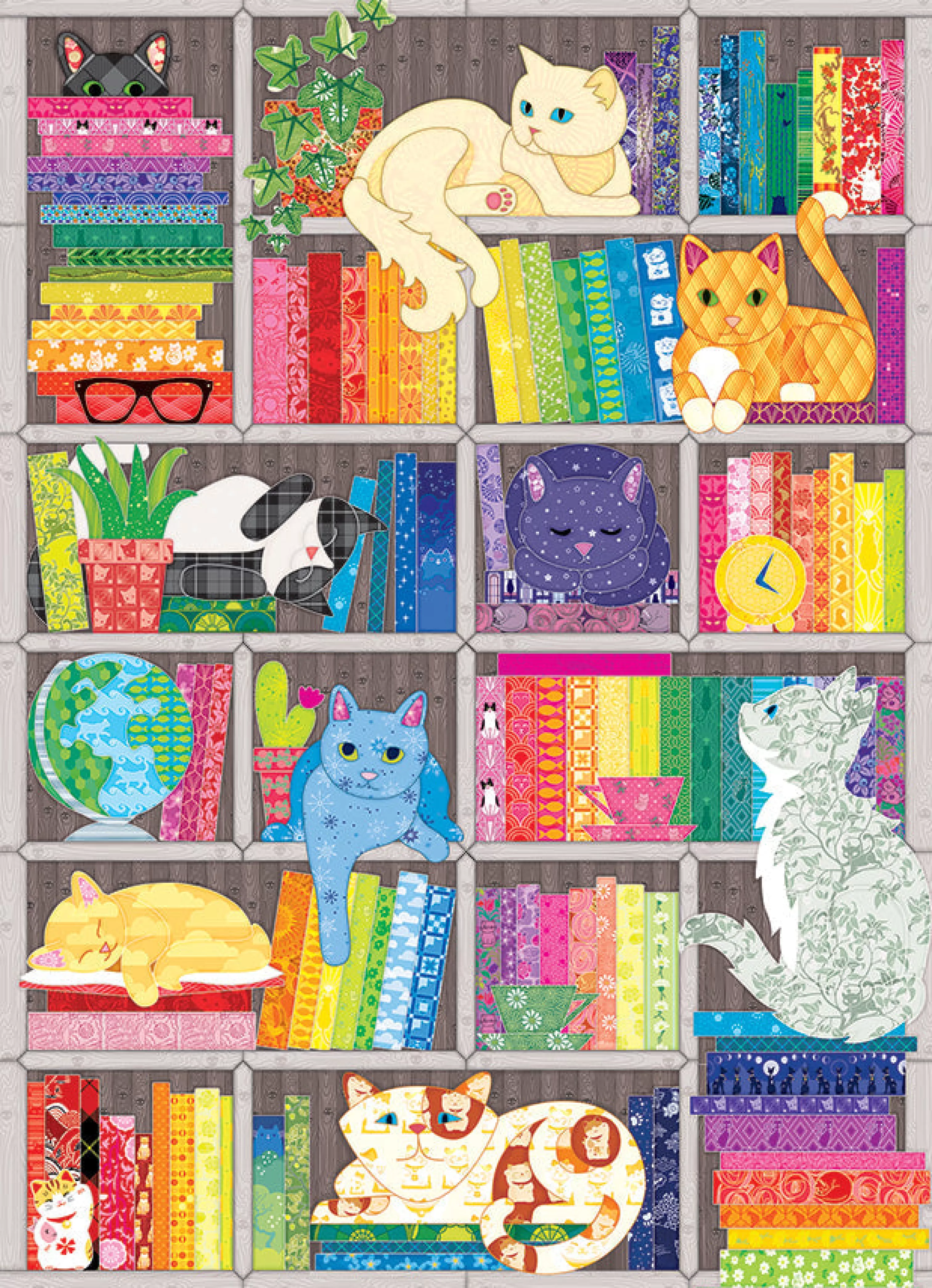 Cartoon^Cobble Hill Puzzles Rainbow Cat Quilt | 1000 Piece