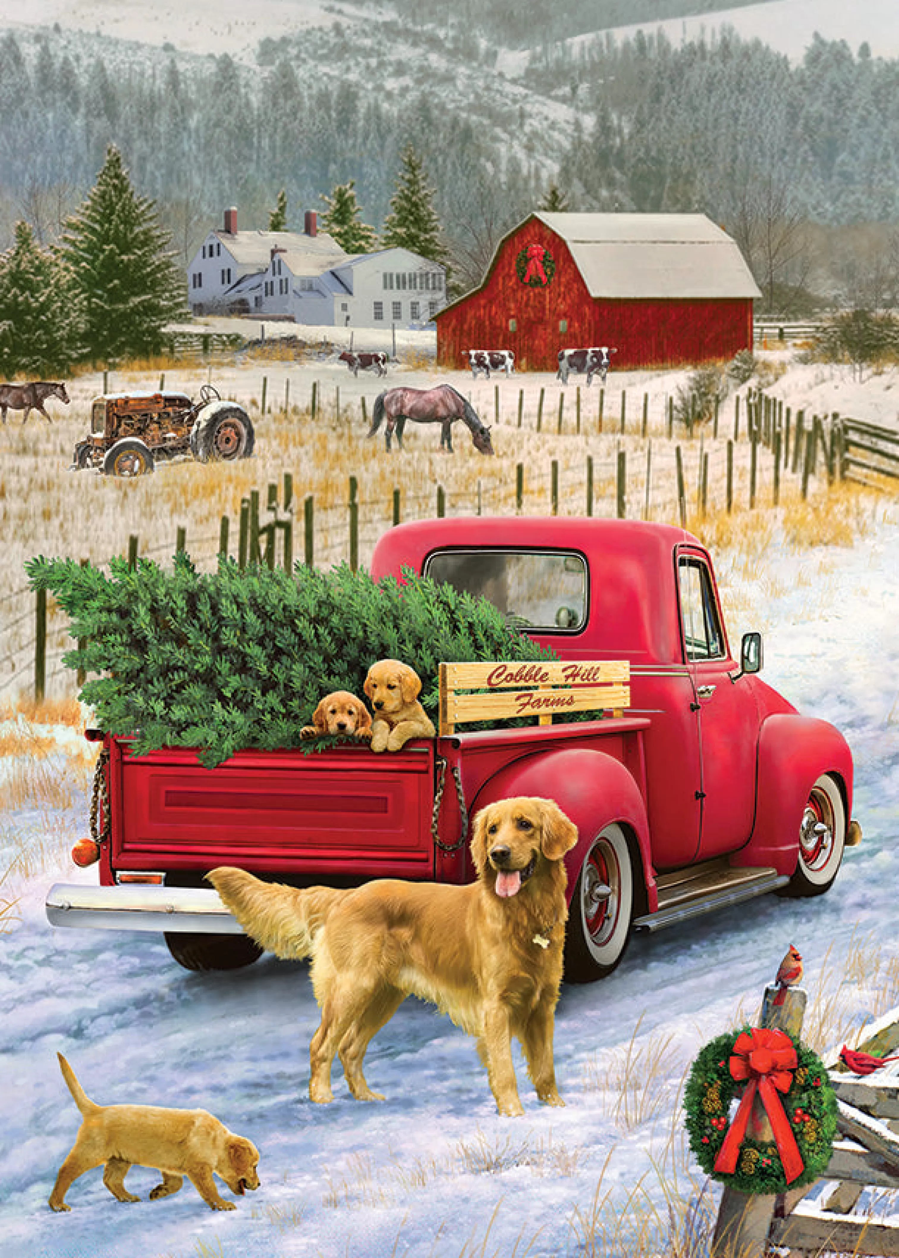 Dogs^Cobble Hill Puzzles Red Truck Farm (Tray) | 35 Piece Tray