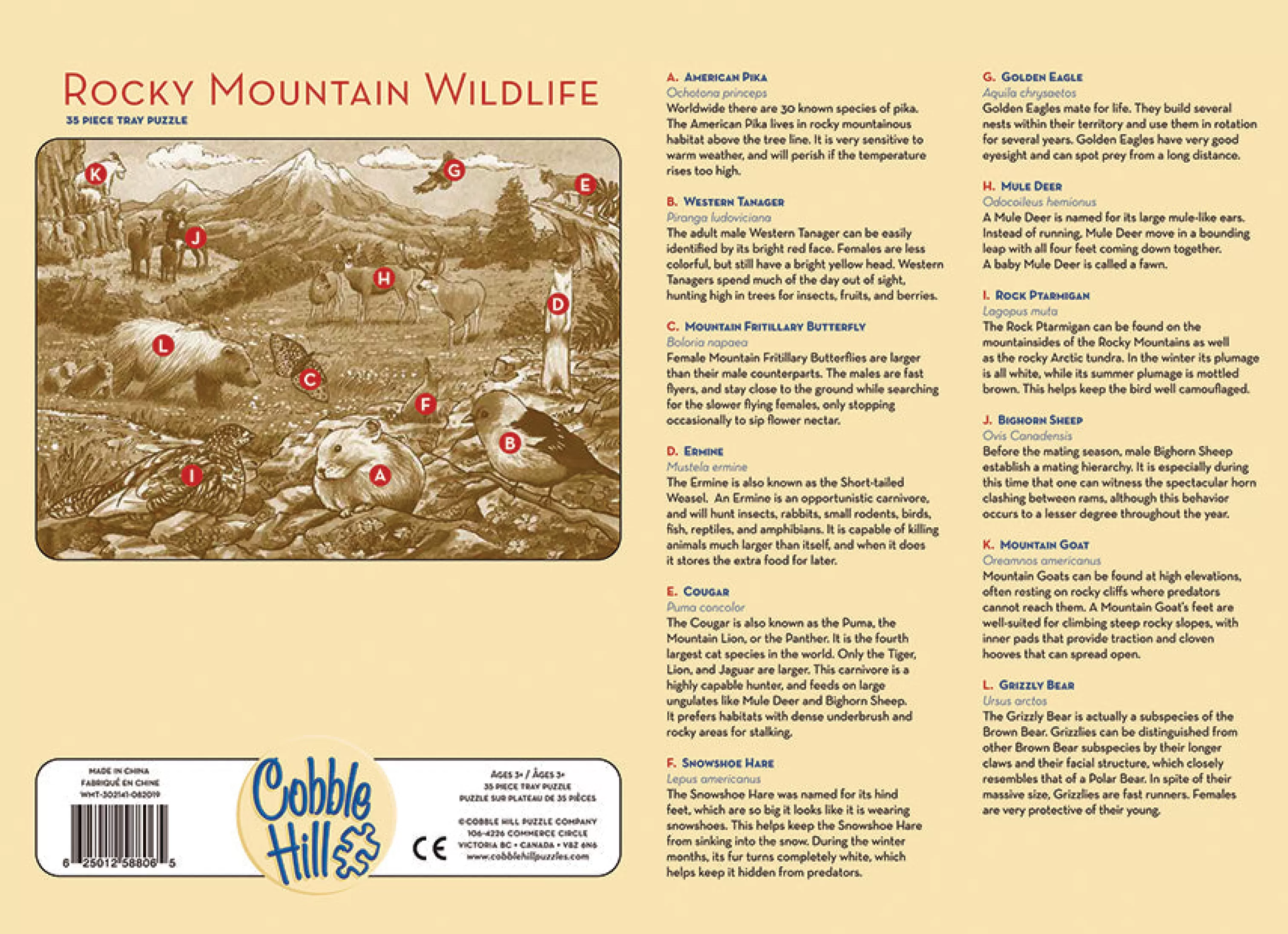 Cats^Cobble Hill Puzzles Rocky Mountain Wildlife (Tray) | 35 Piece Tray