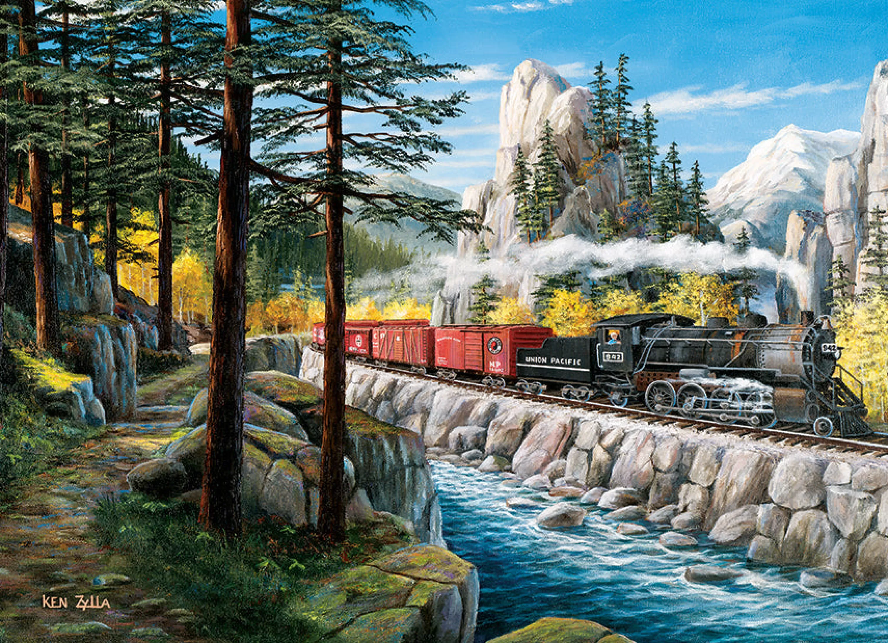 Trains^Cobble Hill Puzzles Rounding The Horn | 1000 Piece