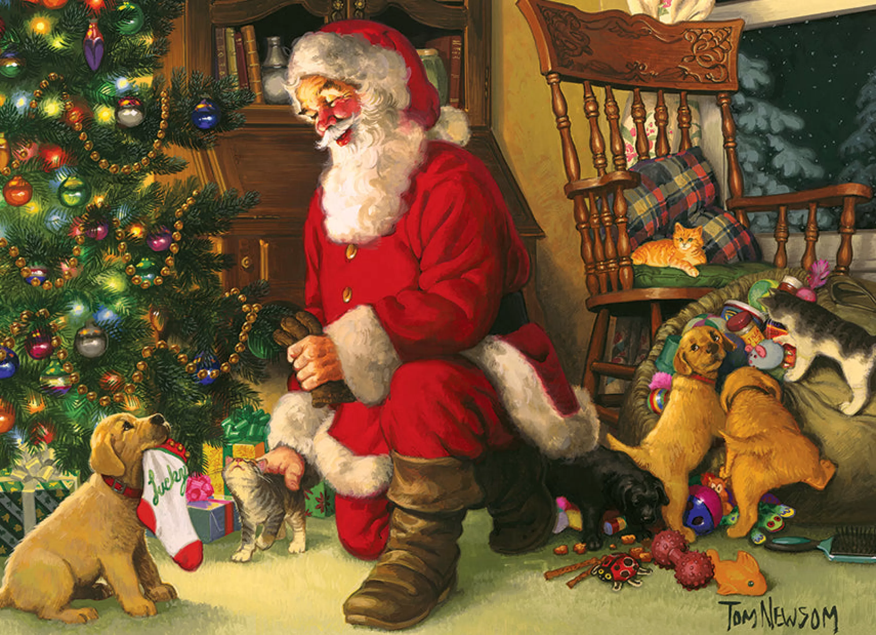 Dogs^Cobble Hill Puzzles Santa'S Lucky Stocking (Family) | Family Pieces 350