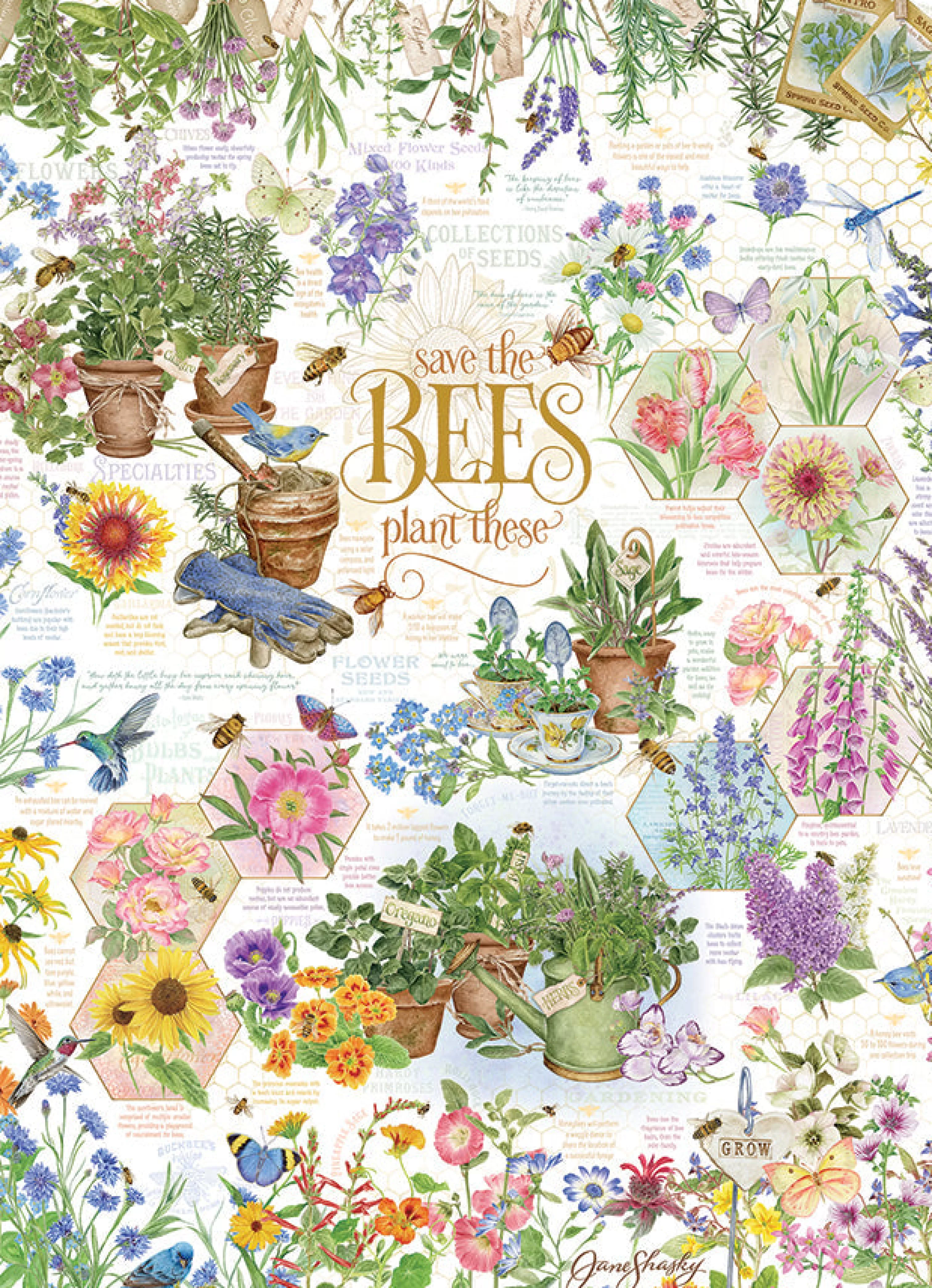 Flowers | Gardens^Cobble Hill Puzzles Save The Bees | 1000 Piece