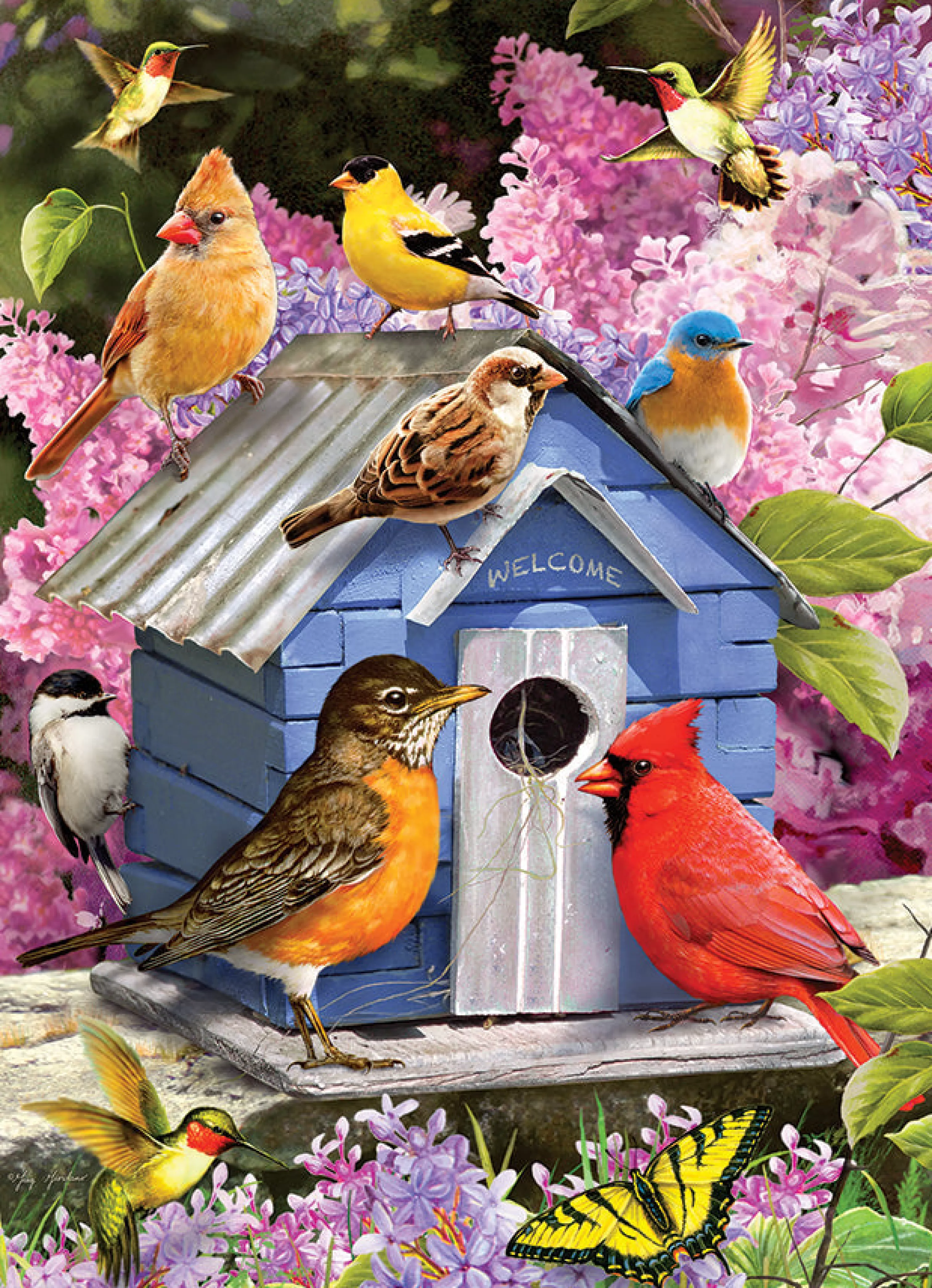 Flowers | Gardens^Cobble Hill Puzzles Spring Birdhouse | 500 Piece