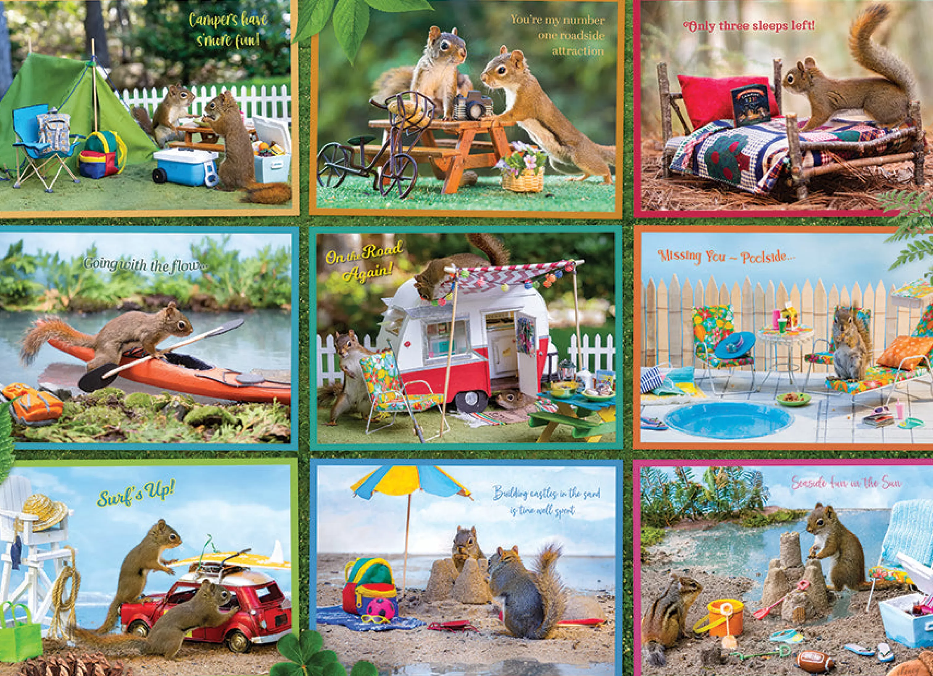 Collage - Miniscene^Cobble Hill Puzzles Squirrels On Vacation | 1000 Piece