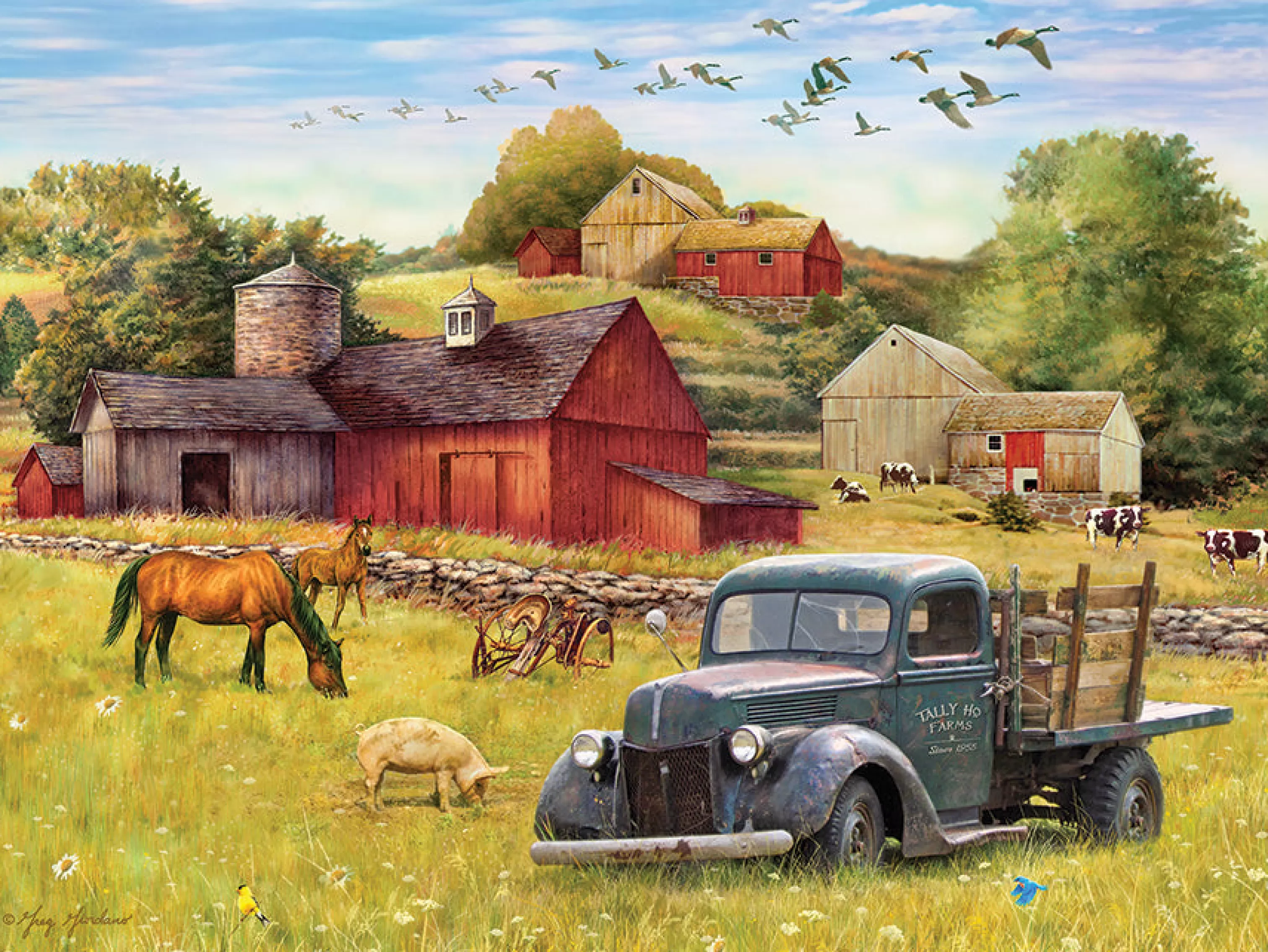 Horses^Cobble Hill Puzzles Summer Afternoon On The Farm | Easy Handling 275 Piece