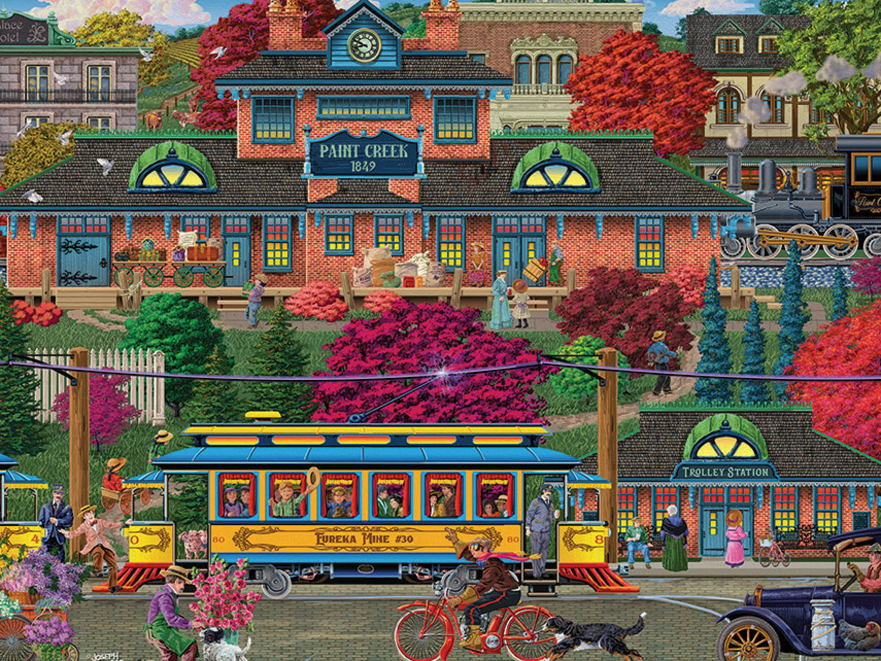 Townscape^Cobble Hill Puzzles Trolley Station | Easy Handling 275 Piece