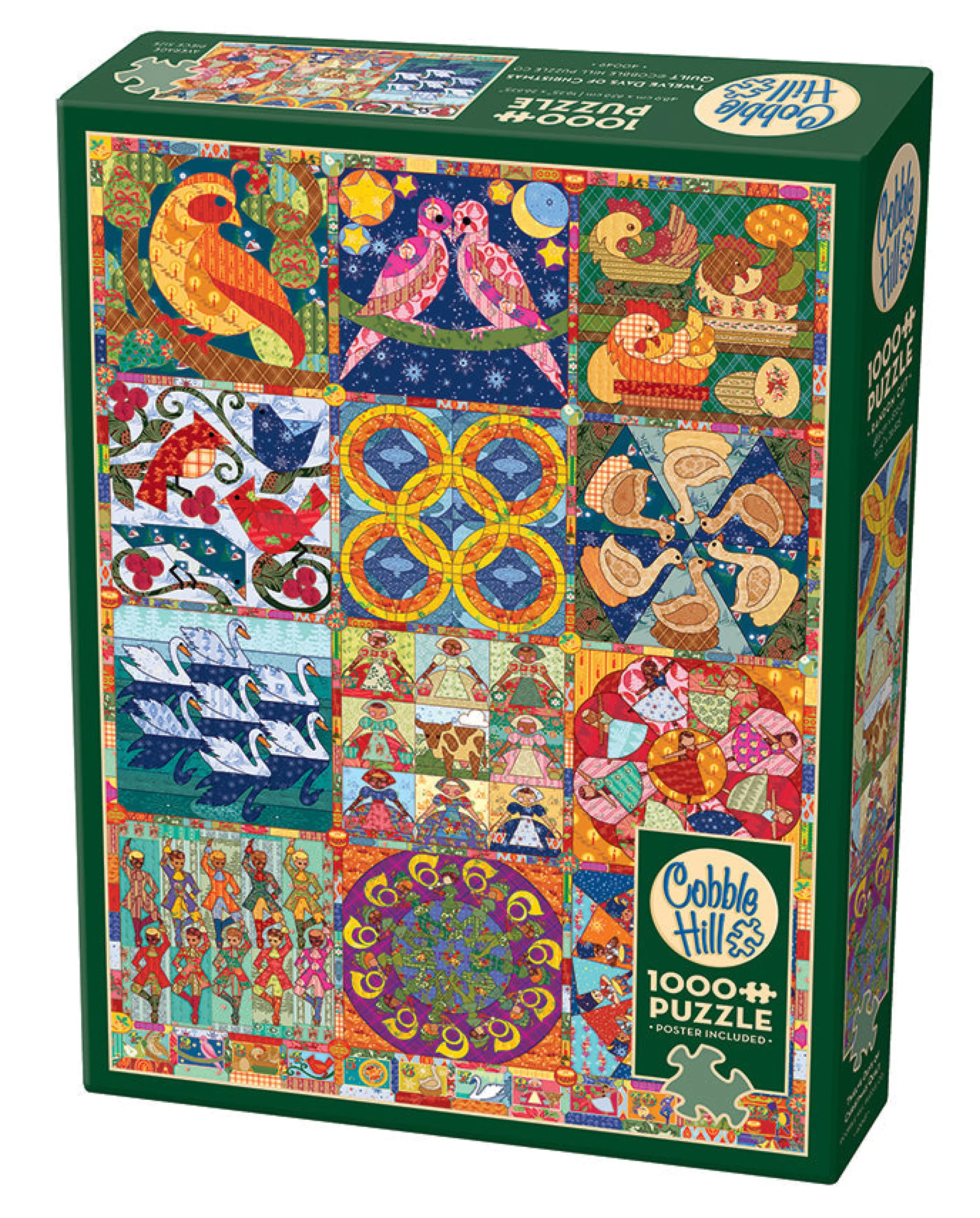 Collage - Miniscene^Cobble Hill Puzzles Twelve Days Of Christmas Quilt | 1000 Piece