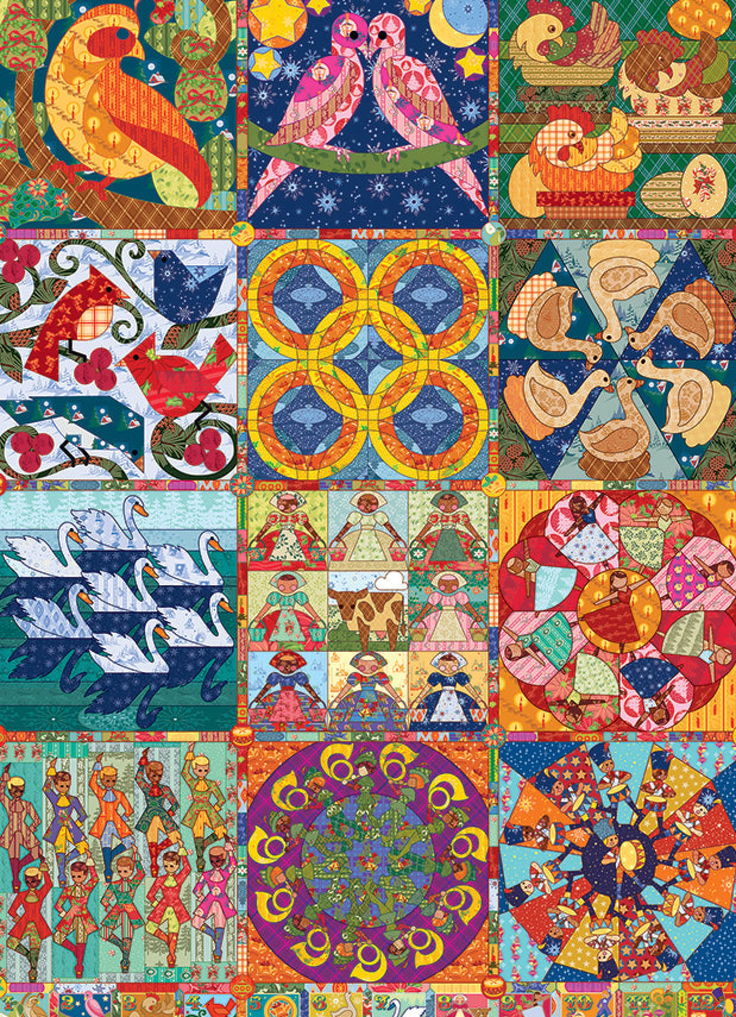 Truly Original Puzzles (Top)^Cobble Hill Puzzles Twelve Days Of Christmas Quilt | 1000 Piece