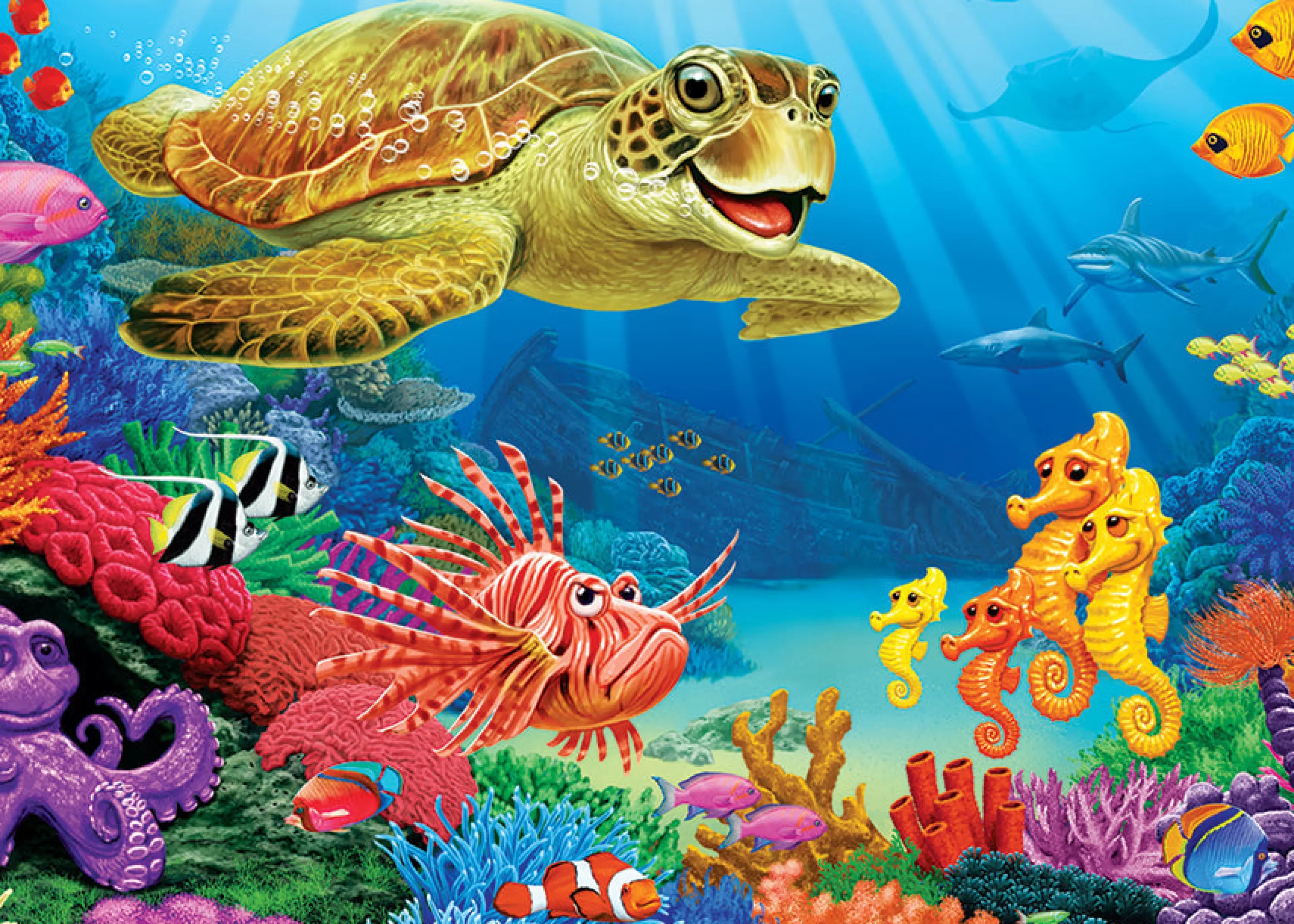 Fantasy^Cobble Hill Puzzles Undersea Turtle (Tray) | 35 Piece Tray