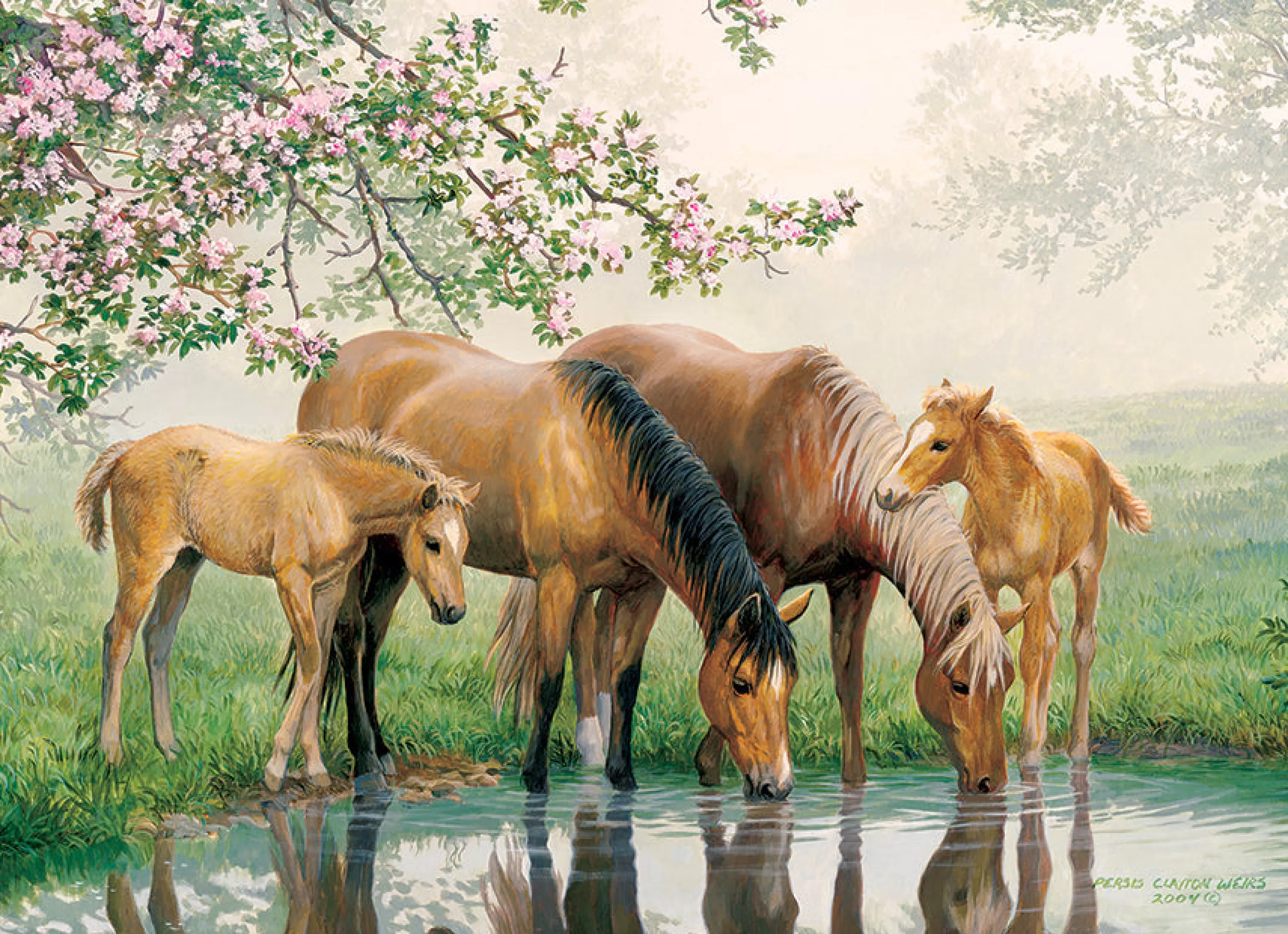 Horses^Cobble Hill Puzzles Watering Hole (Tray) | 35 Piece Tray